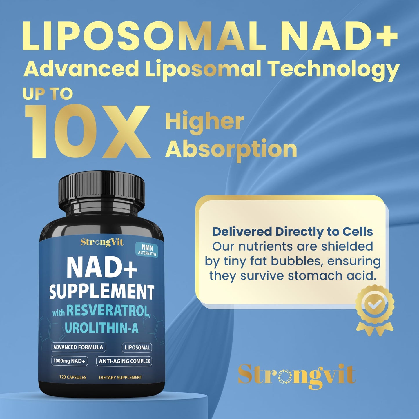StrongVit NAD Resveratrol Supplement for Women & Men Capsule, 120 Count