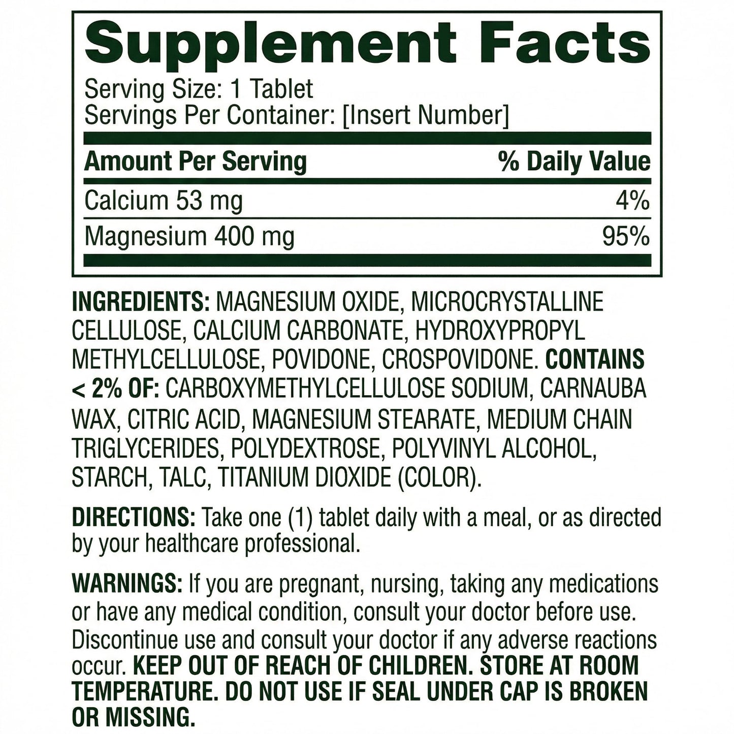 Unique Bundle Store Magnesium 400mg Tablets, 250 Count