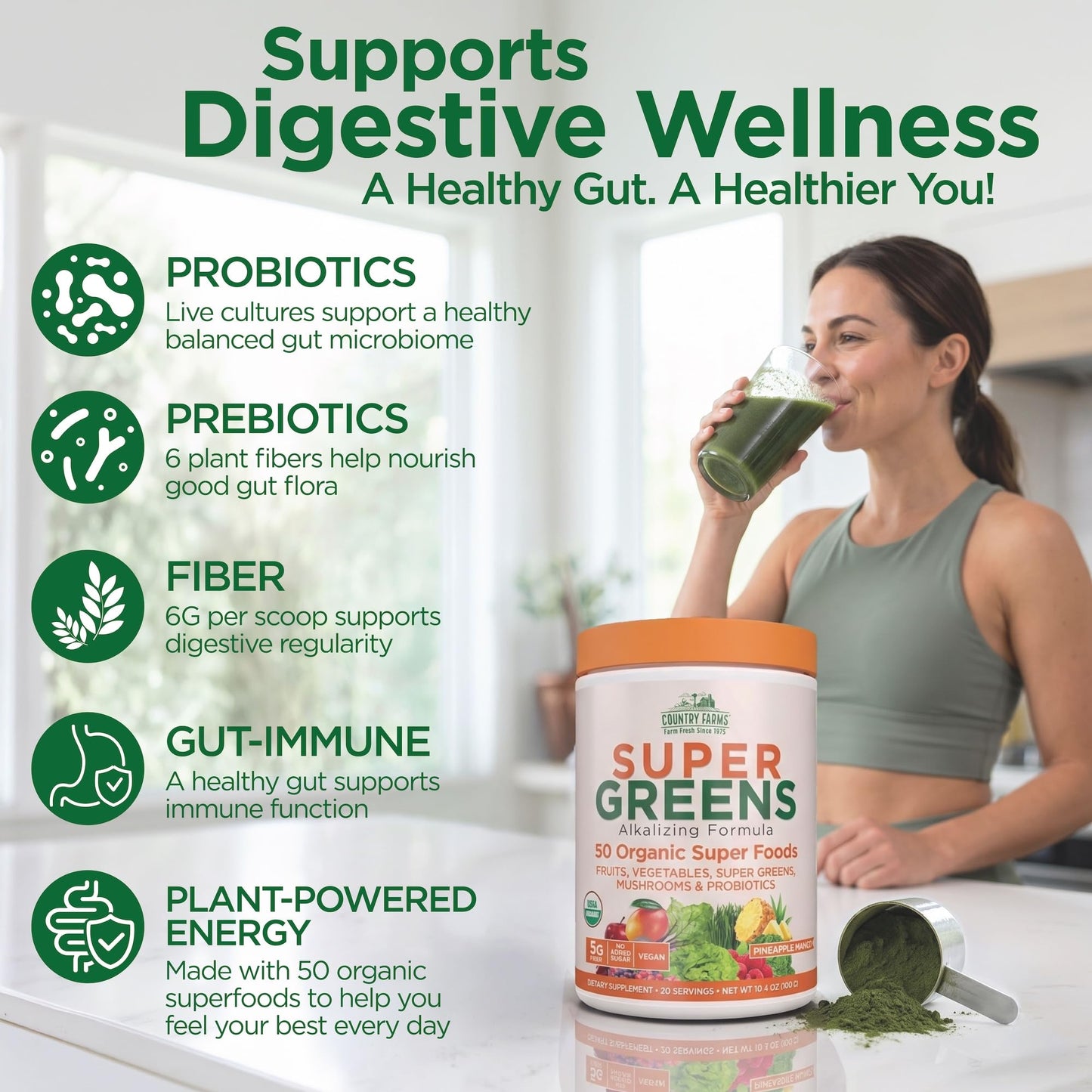 Country Farms Organic Super Greens Powder 10.6 oz