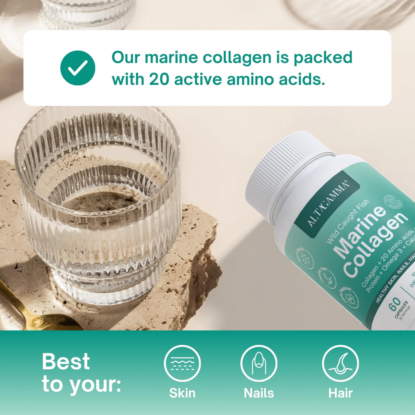 ALTAGAMMA Marine Collagen Peptides Capsules 60 Count