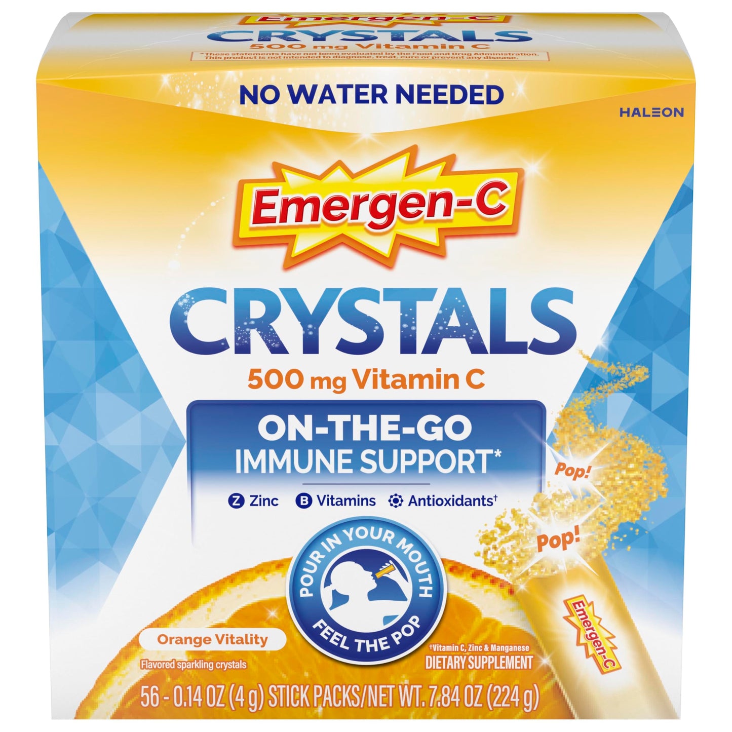 Emergen-C Vitamin C 500mg Immune Support Crystals Powder 7.84 oz