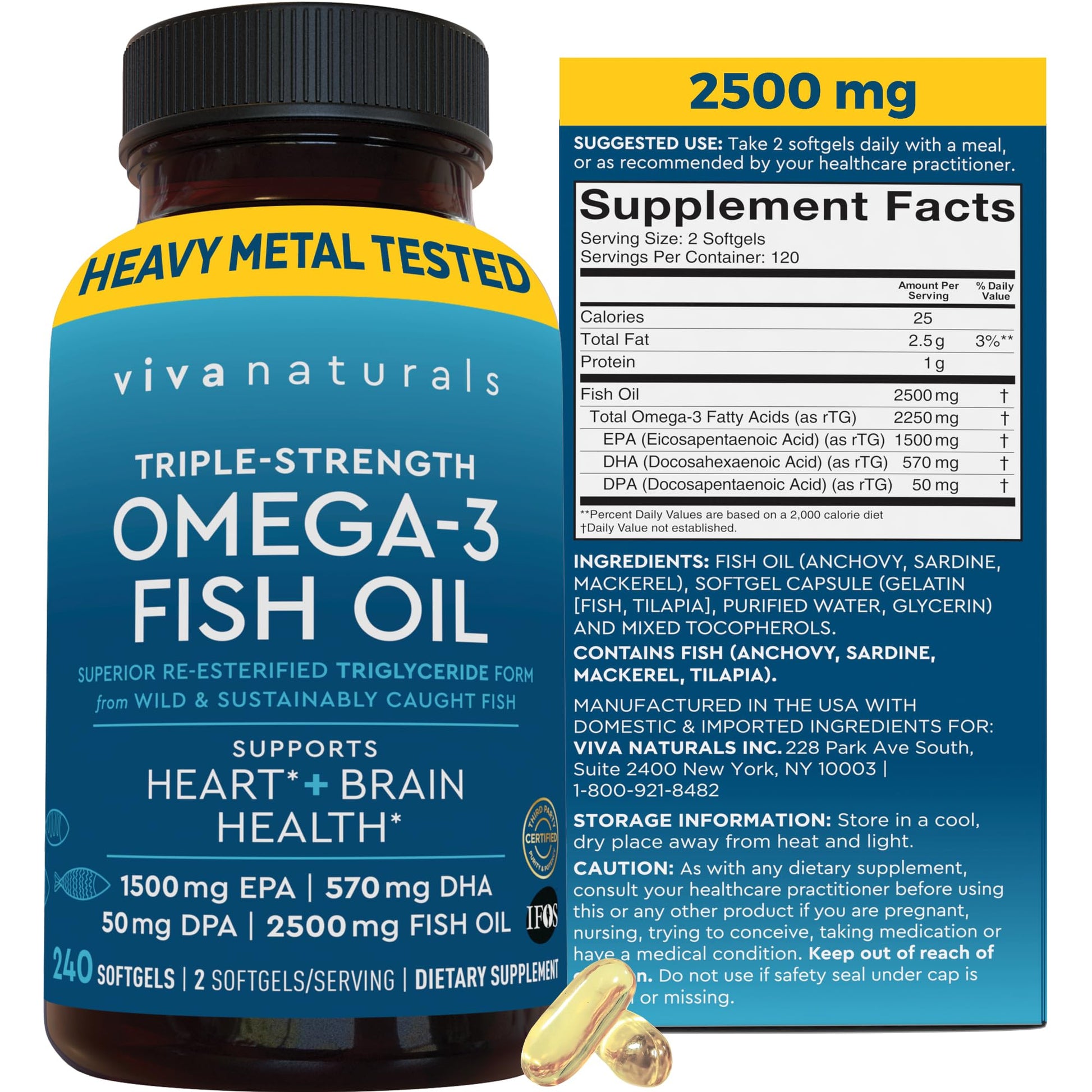 Viva Naturals Omega-3 Fish Oil Softgels 240