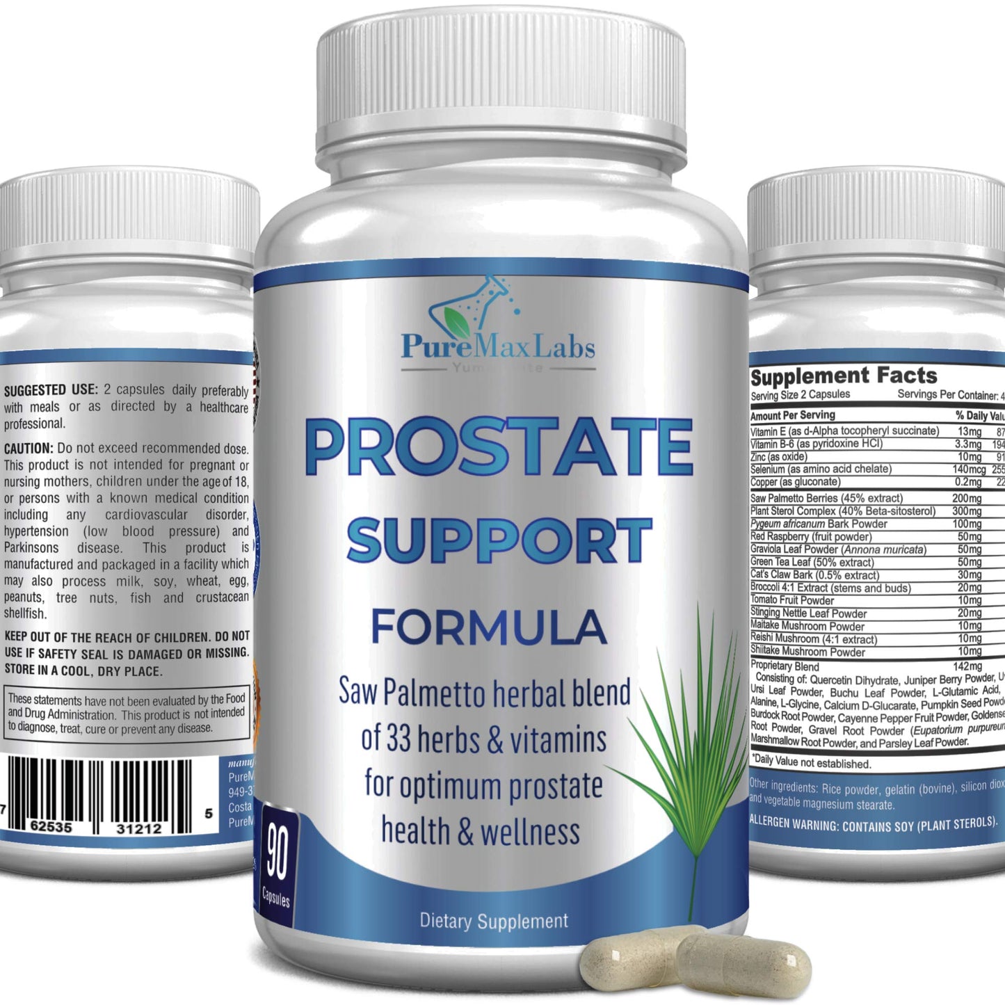 YUMMYVITE Prostate Support Formula for Men with Saw Palmetto and Plant Sterol 90 Capsules