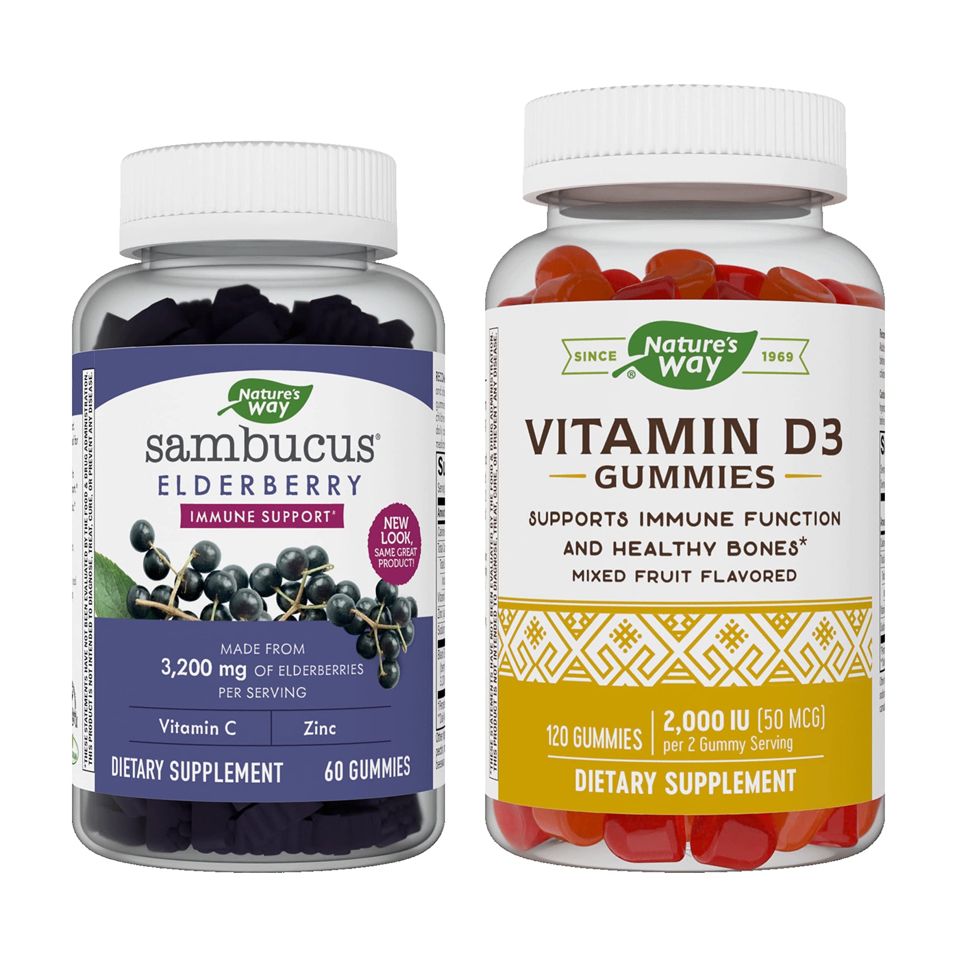 Nature's Way Vitamin D3 Gummy & Sambucus Adult Gummy Bundle, Gummy, 1 Bundle