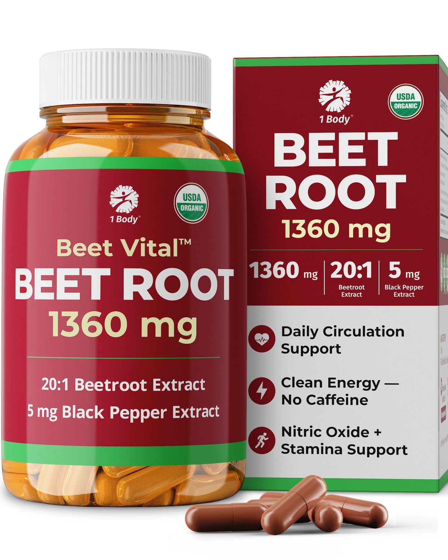 1 Body Beet Root Capsule 60 Count