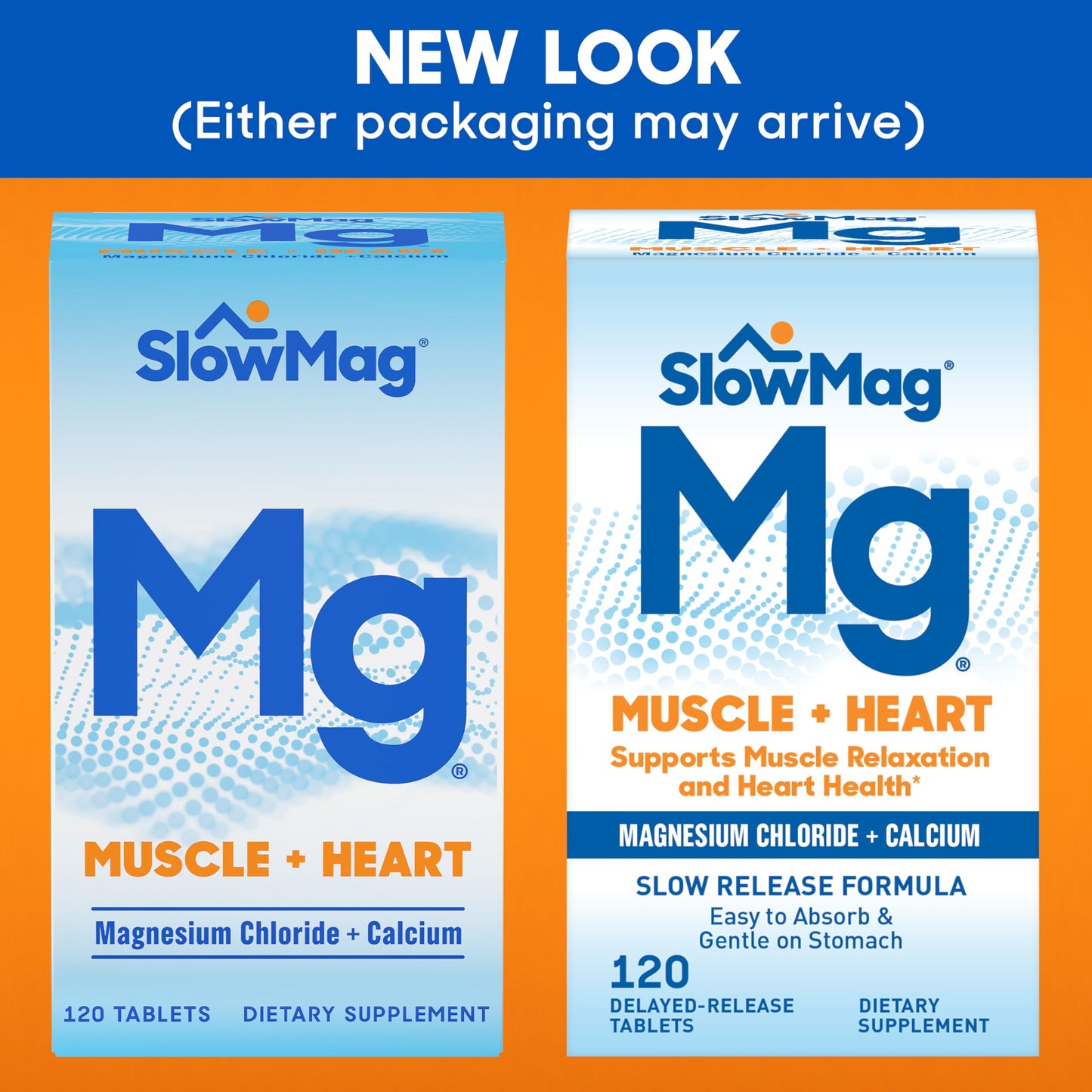 Slow-Mag Muscle + Heart Magnesium Chloride with Calcium Supplement 120 Count