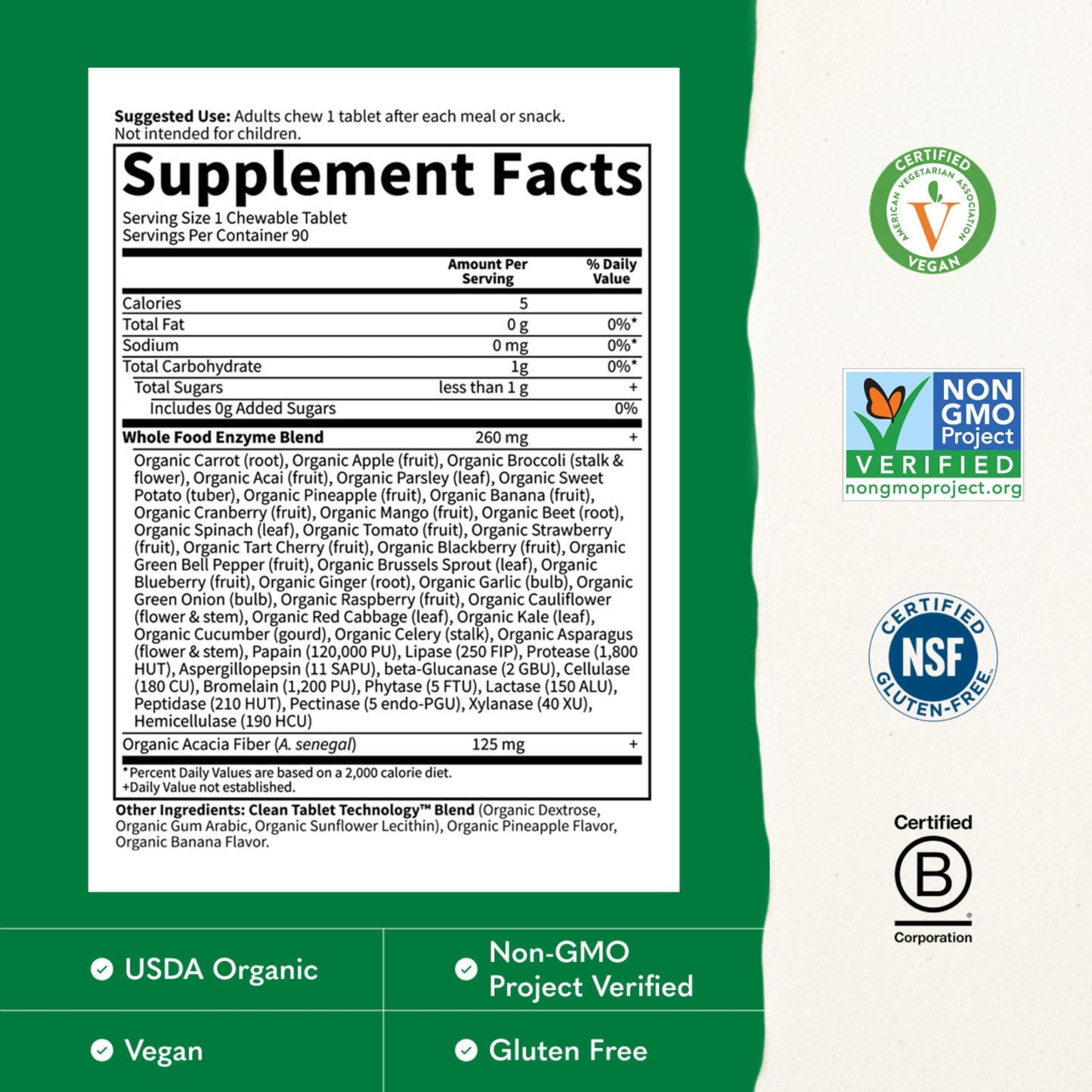 Garden of Life Dr Formulated Digestive Enzymes with Papain, Bromelain, Lipase Chewables 90 Count