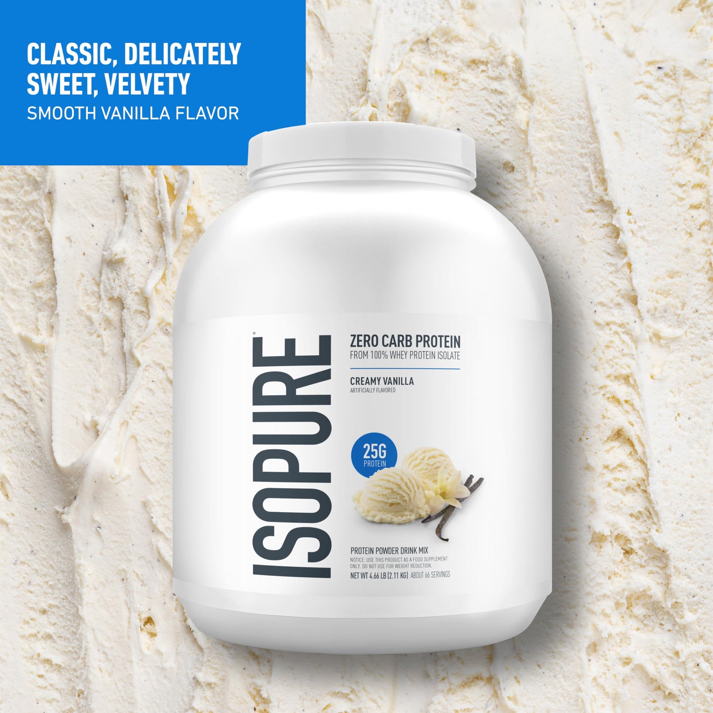 Isopure Zero Carb 100% Pure Whey Isolate Protein Powder, Creamy Vanilla, 72 Servings, 4.5 Lbs