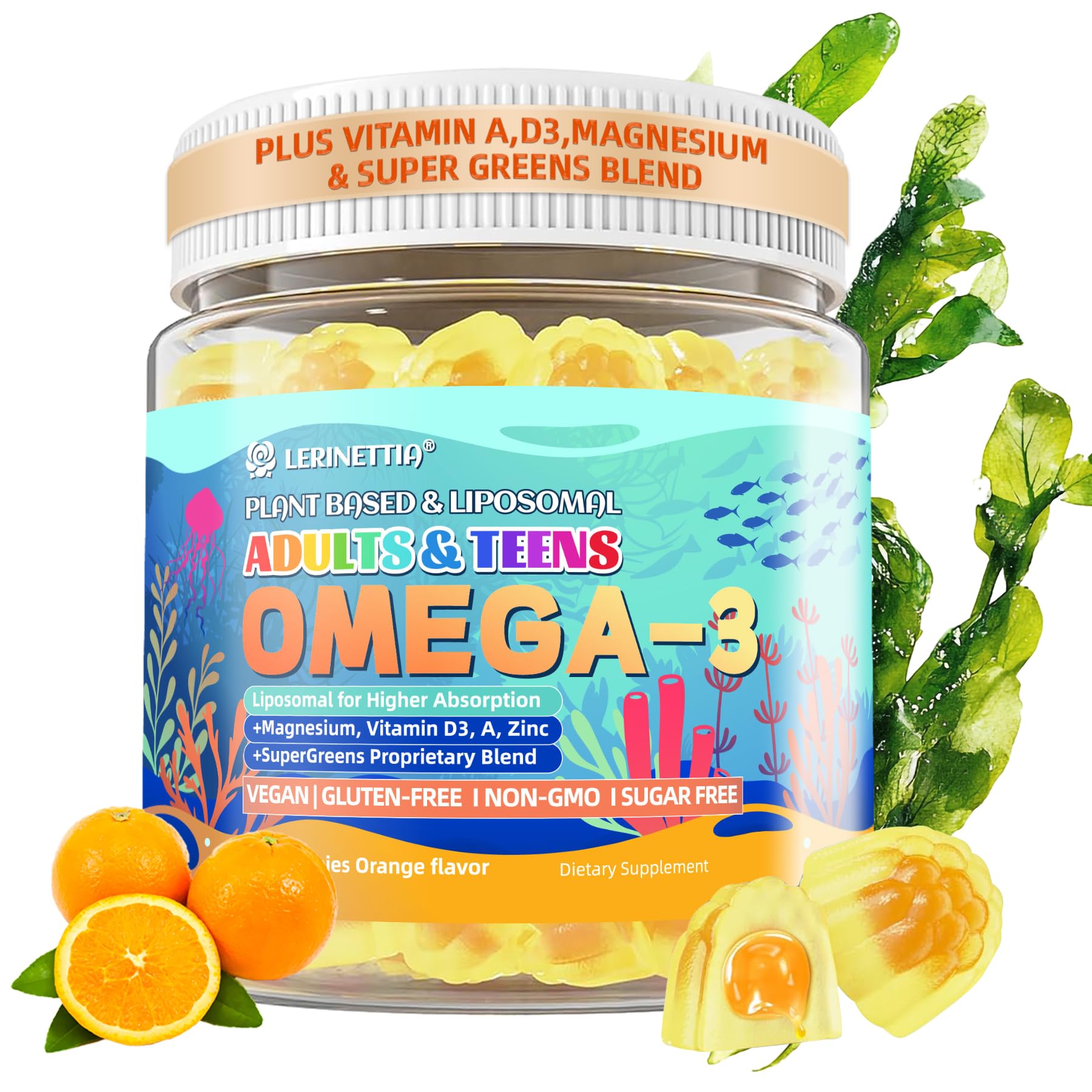 Lerinettia Vegan Omega-3 Gummies, 60-count