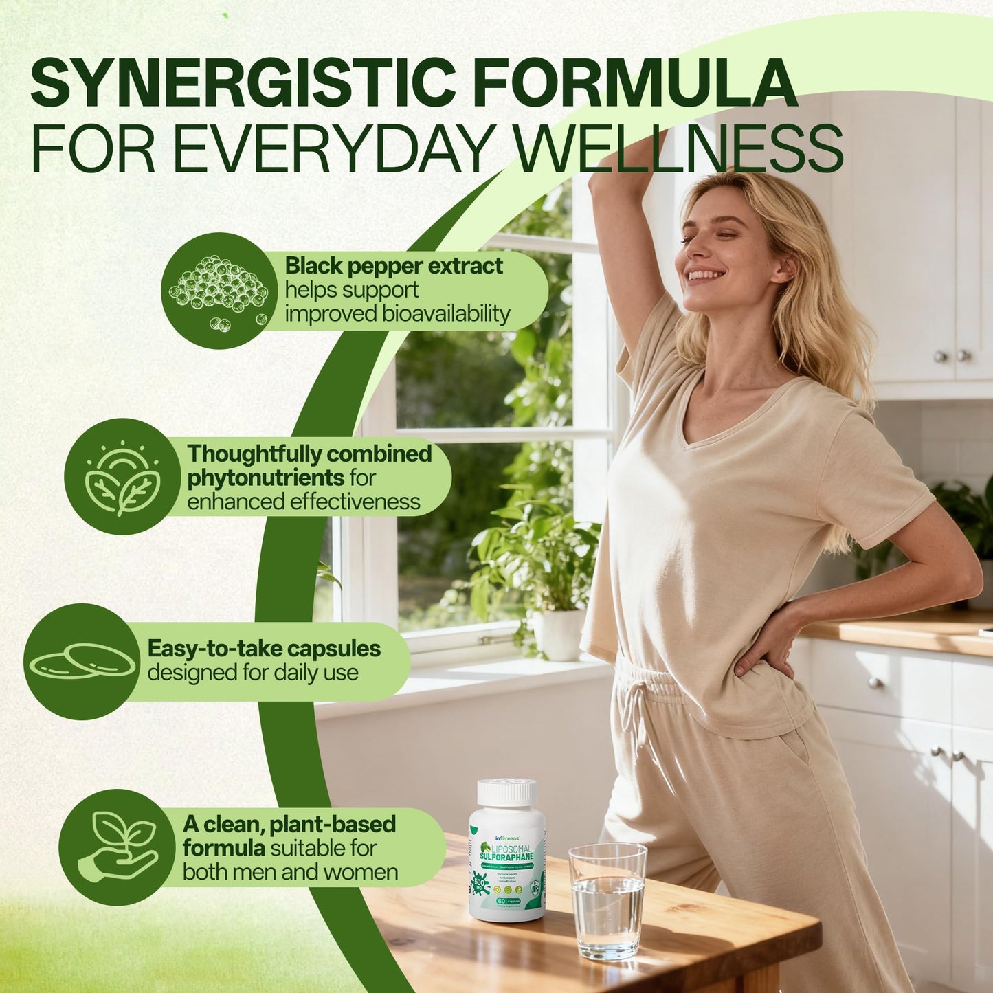 inGreens Liposomal Sulforaphane 500mg Supplement Capsules 120 Count