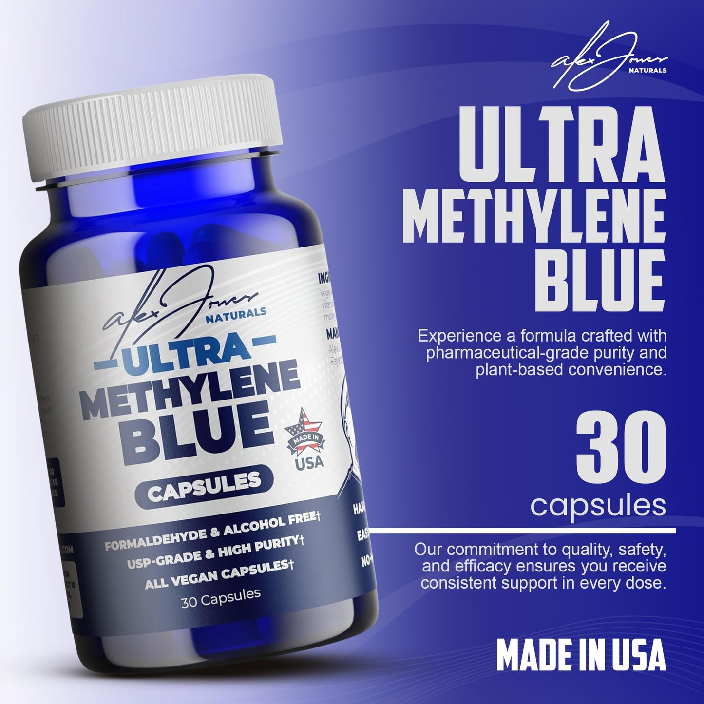 Alex Jones Naturals Methylene Blue with Vitamin C 30 Capsules