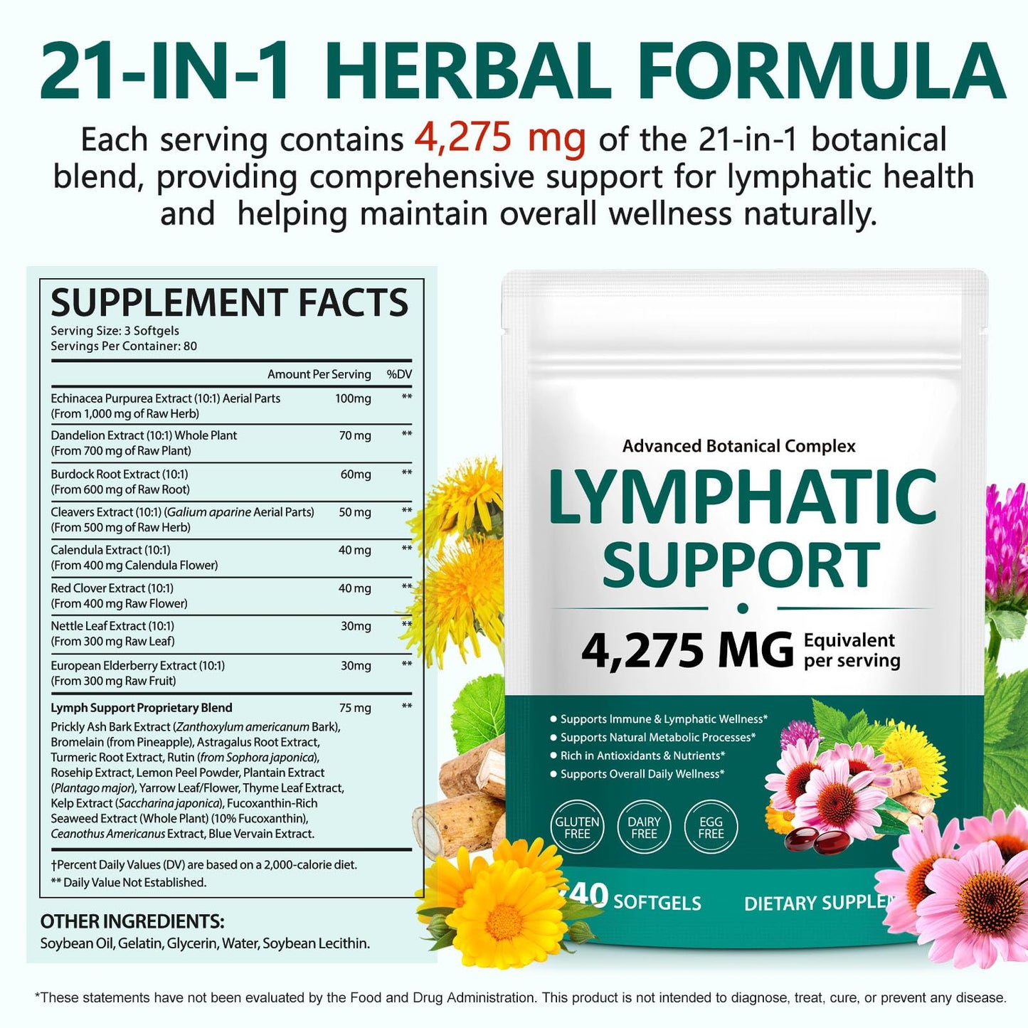 PULLING OIL Lymphatic Drainage Supplements Softgels 240