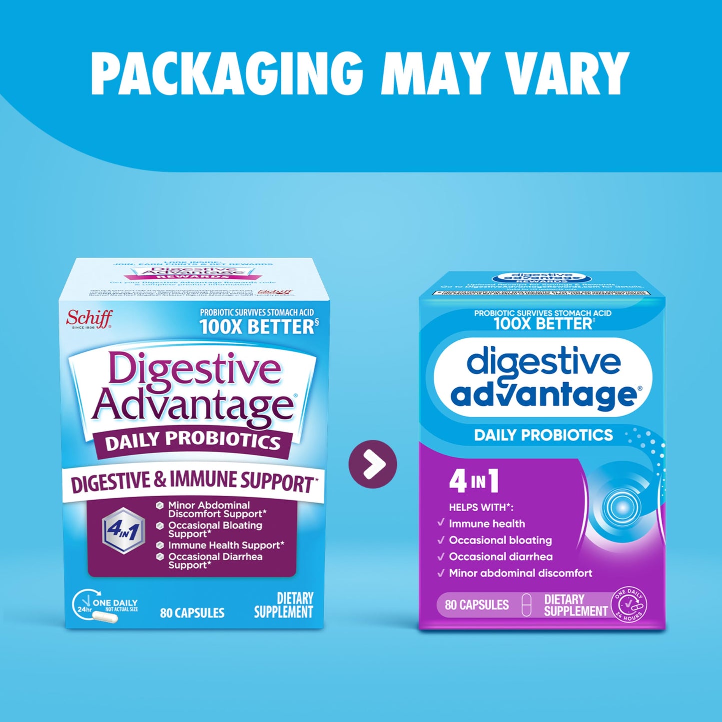 Digestive Advantage Probiotics for Digestive Health Capsules, 80 Capsules