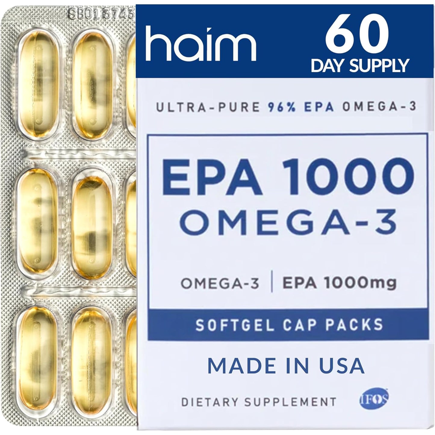HAIM EPA1000 High-Potency EPA Fish Oil Supplement Softgels 60