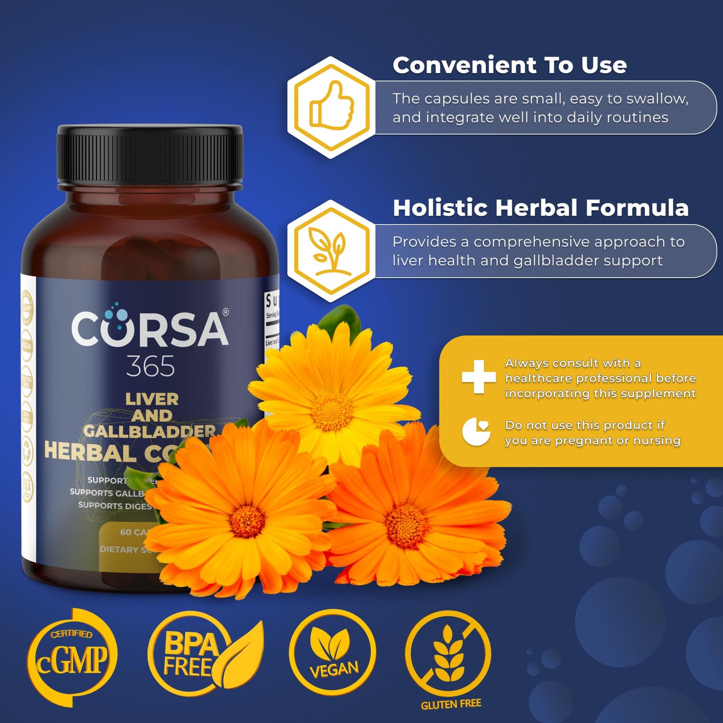 CORSA365 Liver Health and Gallbladder Support Formula Capsule, 60 Capsules