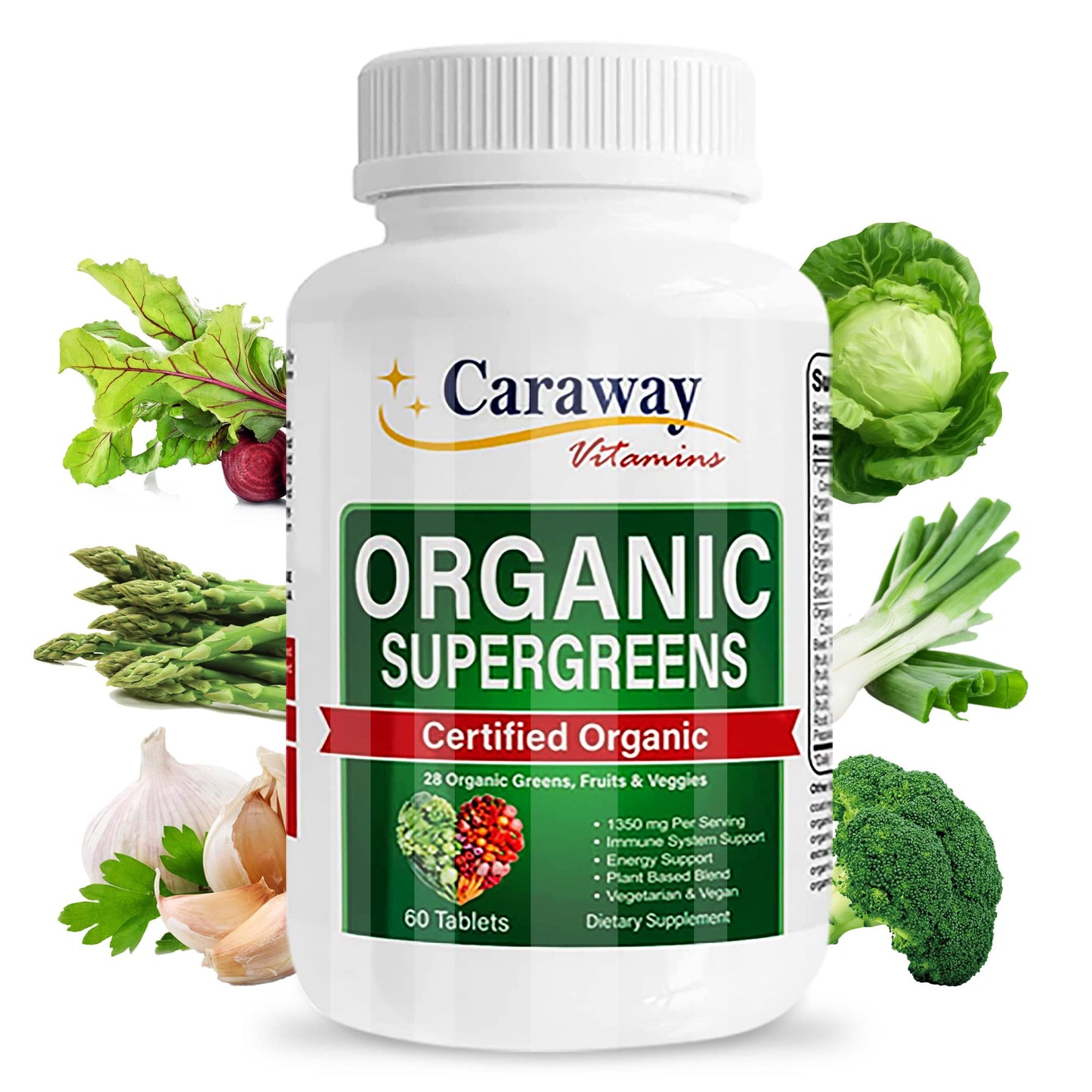 Caraway Vitamins Organic Superfoods Vitamins Super Greens Complex 60 Tablets