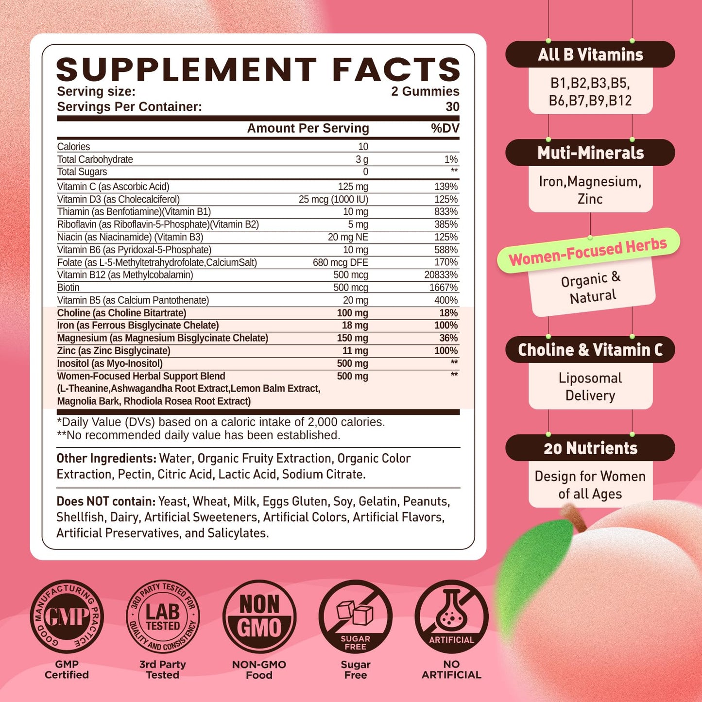 duwhot Methylated B Complex Gummies 60 Count