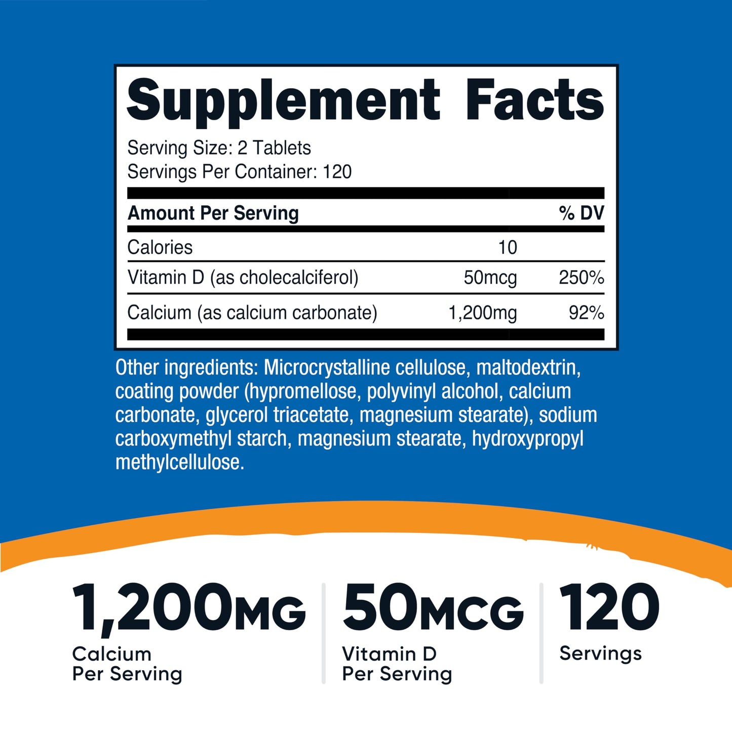 Nutricost Calcium with Vitamin D, 240 Tablets
