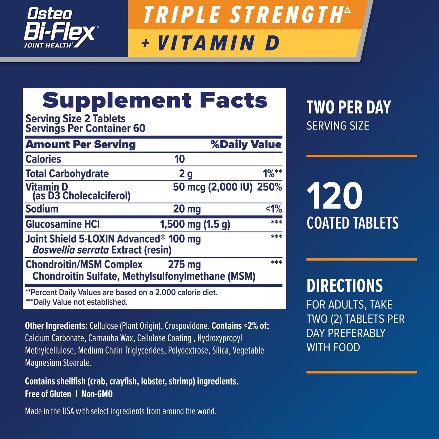Osteo Bi-Flex Triple Strength Glucosamine Chondroitin Supplement Tablet, 120 Count