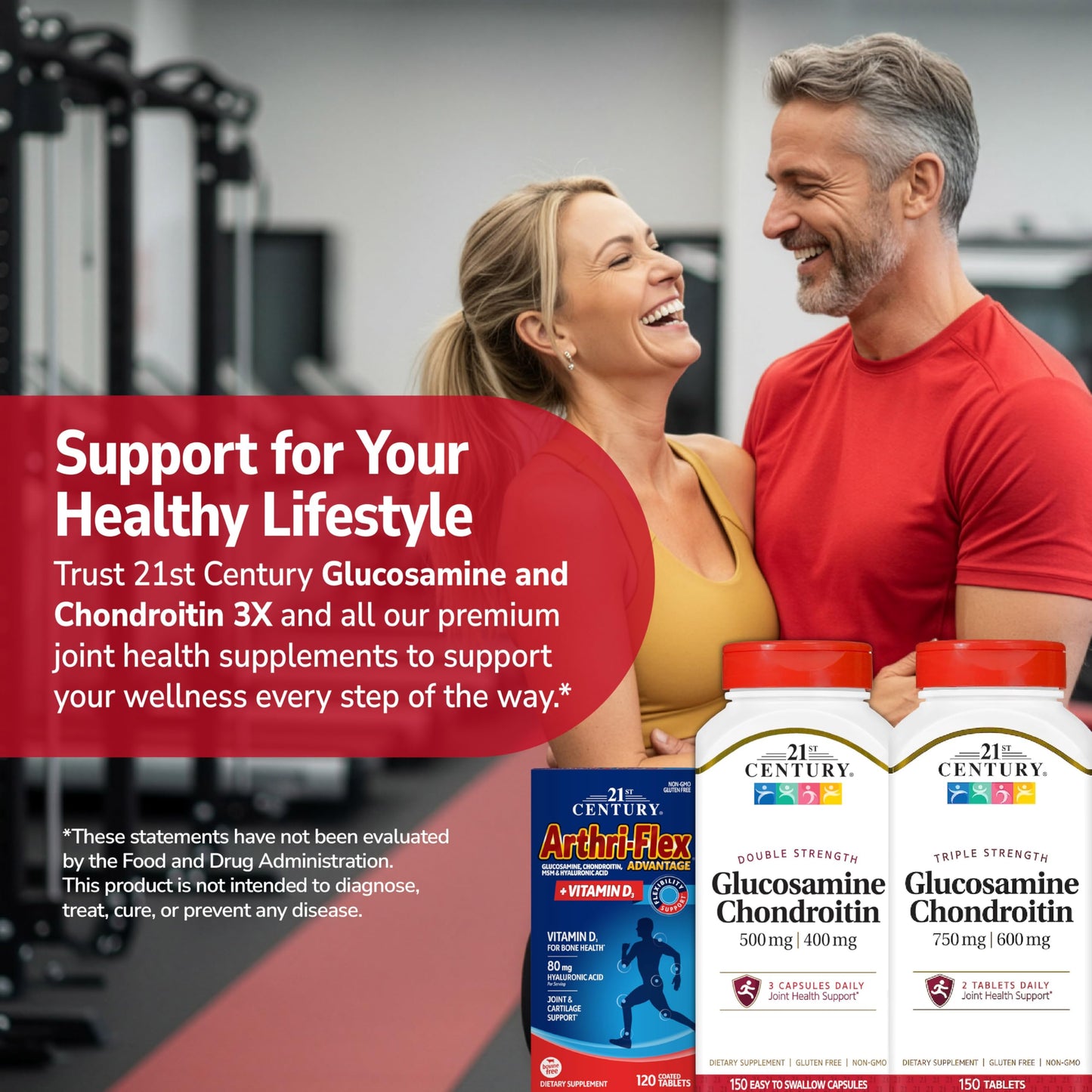 21st Century Glucosamine Chondroitin 750/600mg - Triple Strength Tablets 150 Count