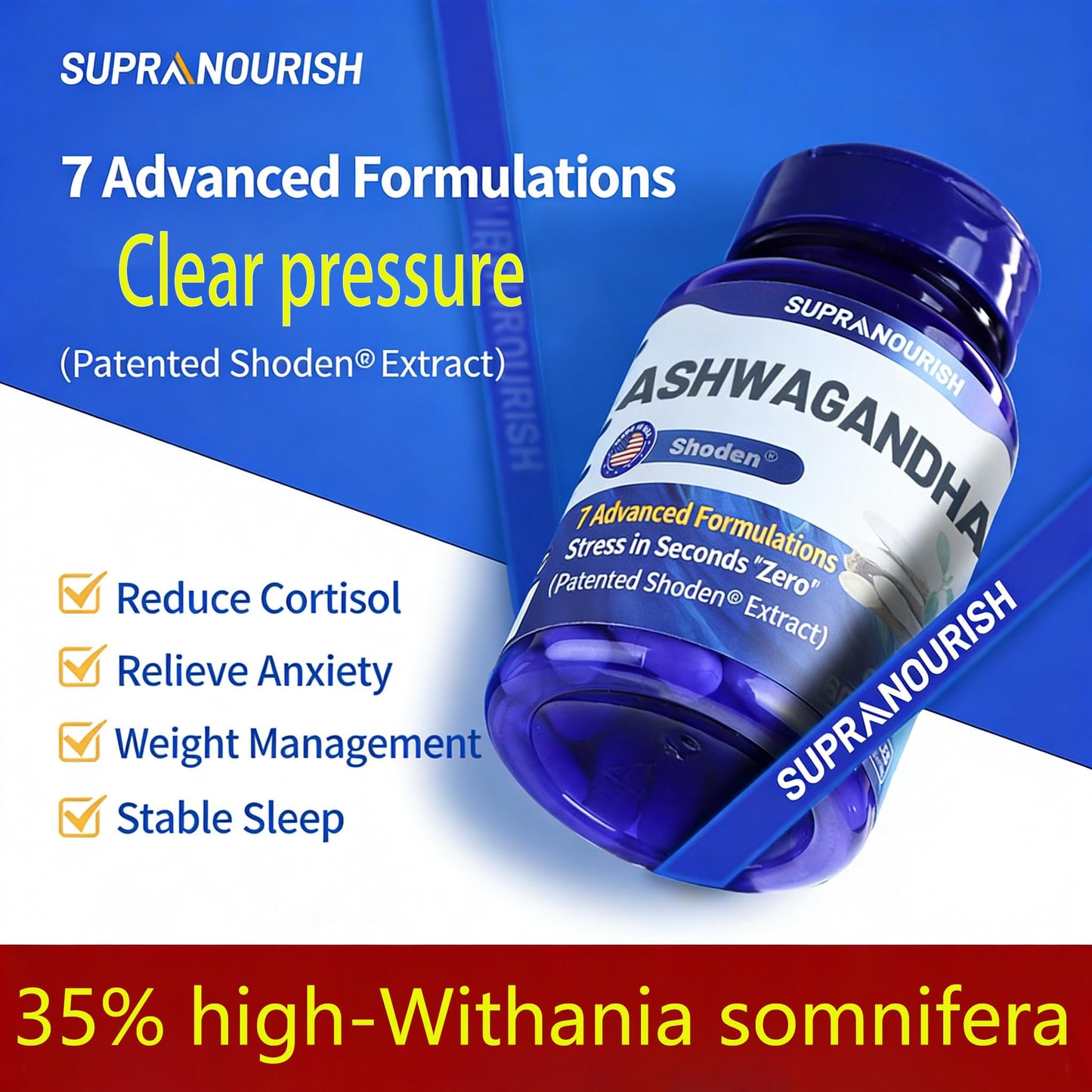 SUPRANOURISH Shoden Ashwagandha 120mg Capsule, 60 Count