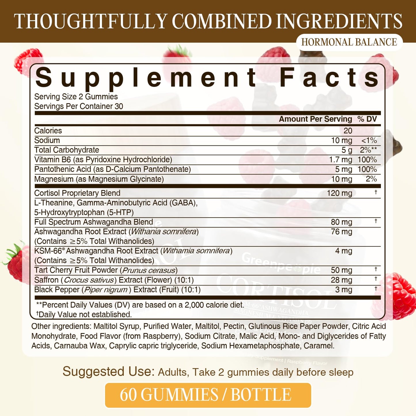 GREENPEOPLE Cortisol Reducer Supplements Gummy 60-Count