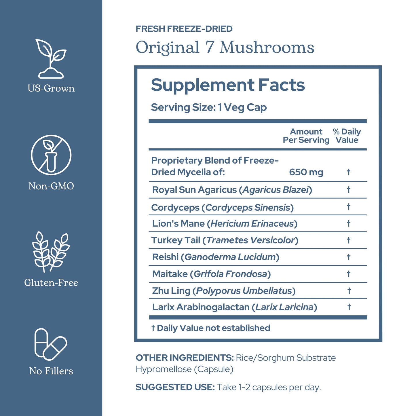 Eclectic Institute Original 7 Mushrooms Capsules, 30 Count