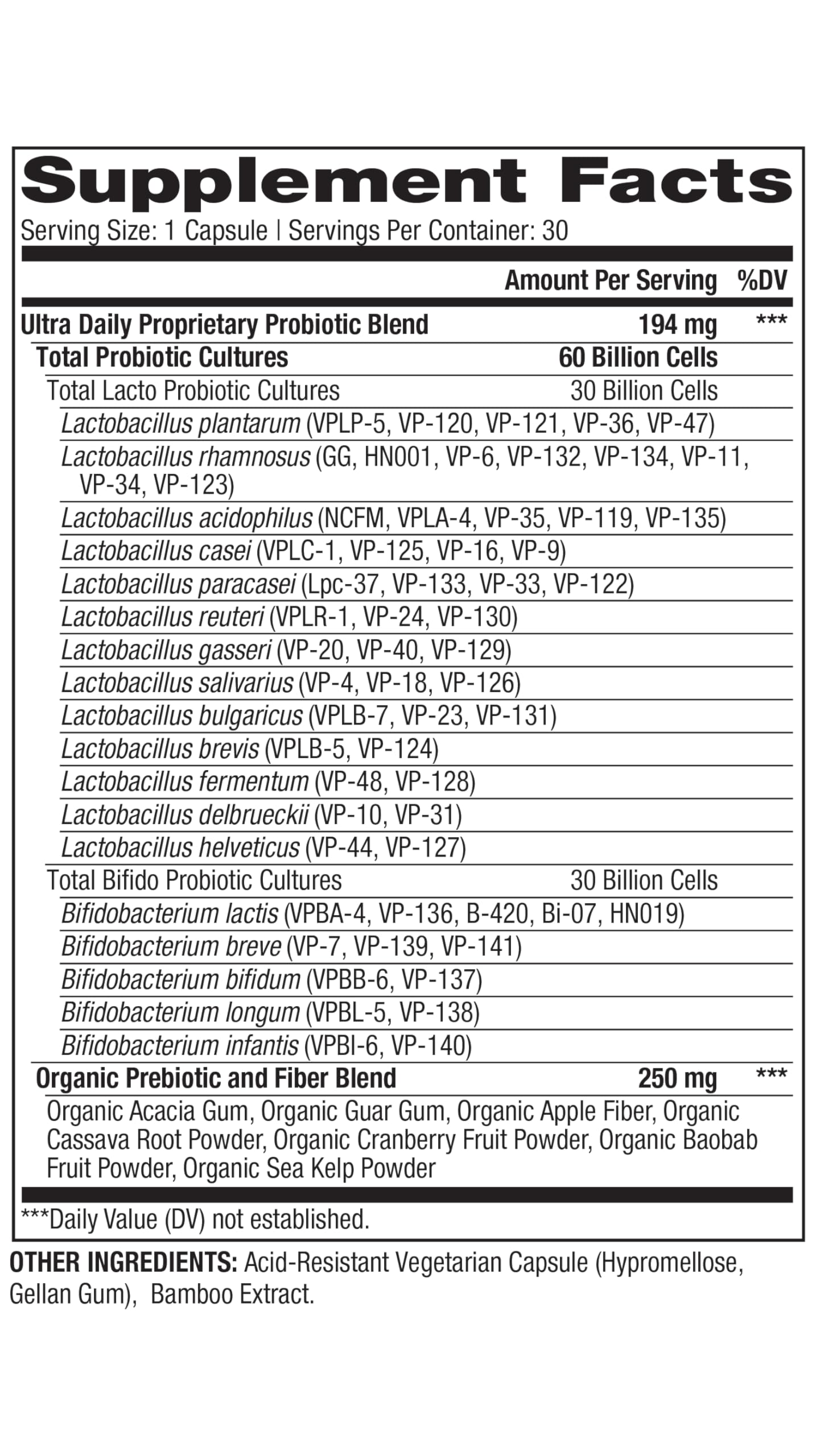 Vital Planet Vital Pro Naturals Ultra Daily Probiotic Plus Prebiotics Capsule 30