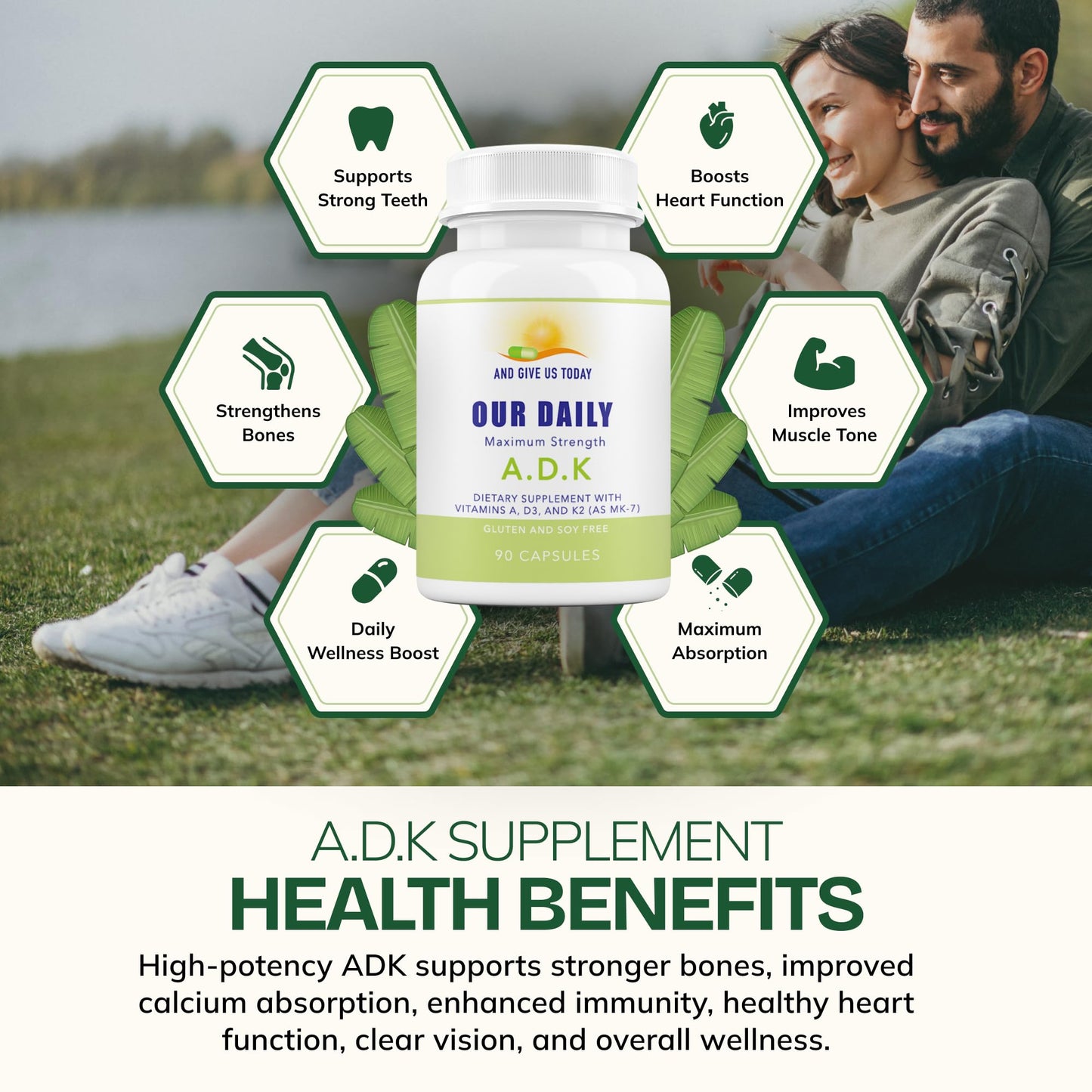 AND GIVE US TODAY OUR DAILY Daily Vites ADK Vitamin Supplement – Vitamins A, D3 & K2 (MK-7) for Bone Health, Calcium Absorption, Heart & Immune Support – Physician Formulated – Non-GMO, Gluten Free – 90 Capsules