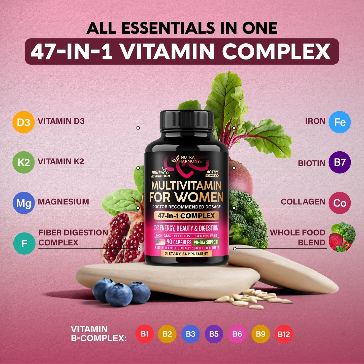 NUTRAHARMONY Electrolytes & Multivitamins for Women, 210 Tablets