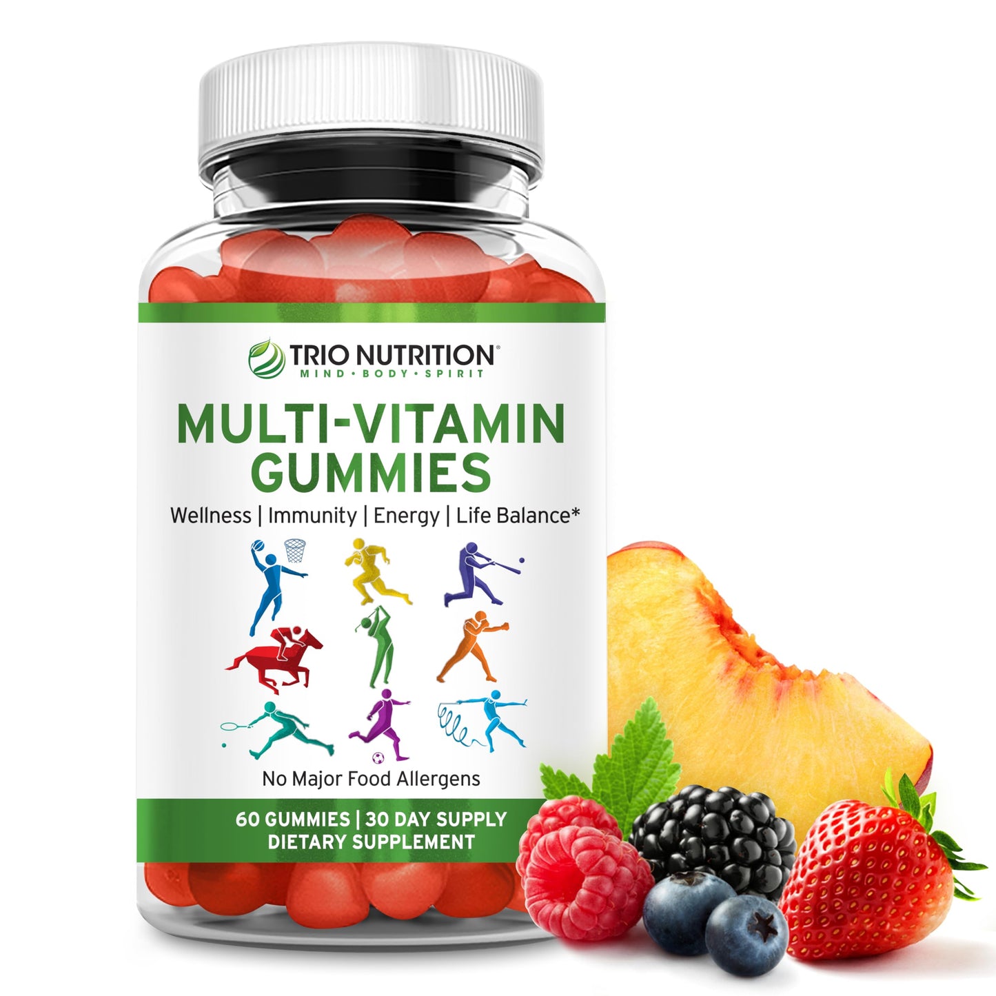 TRIO NUTRITION Daily Multivitamin Gummies for Men & Women, 60 Gummies