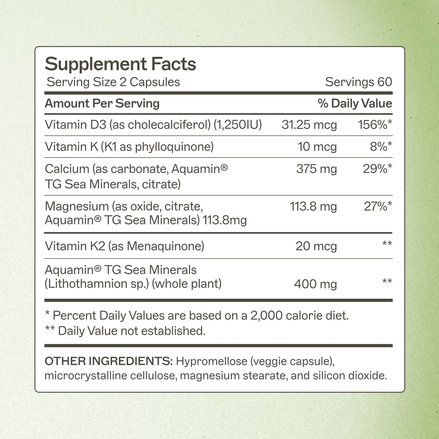 Amy Myers MD OsteoDura Bone Growth & Flexibility Support Calcium with Sea Minerals & Vitamin K2 Capsule, 120 Capsules