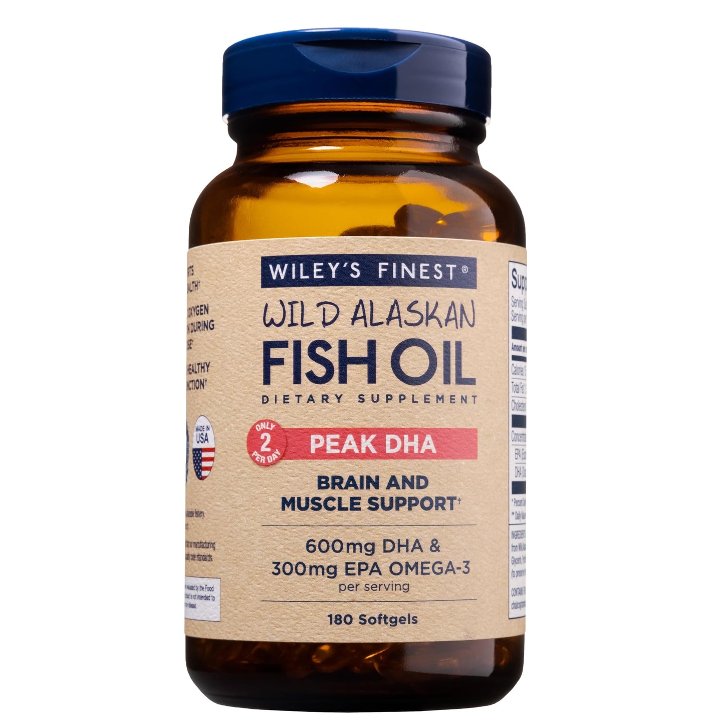 Wiley's Finest Wild Alaskan Fish Oil Peak DHA Softgels 180