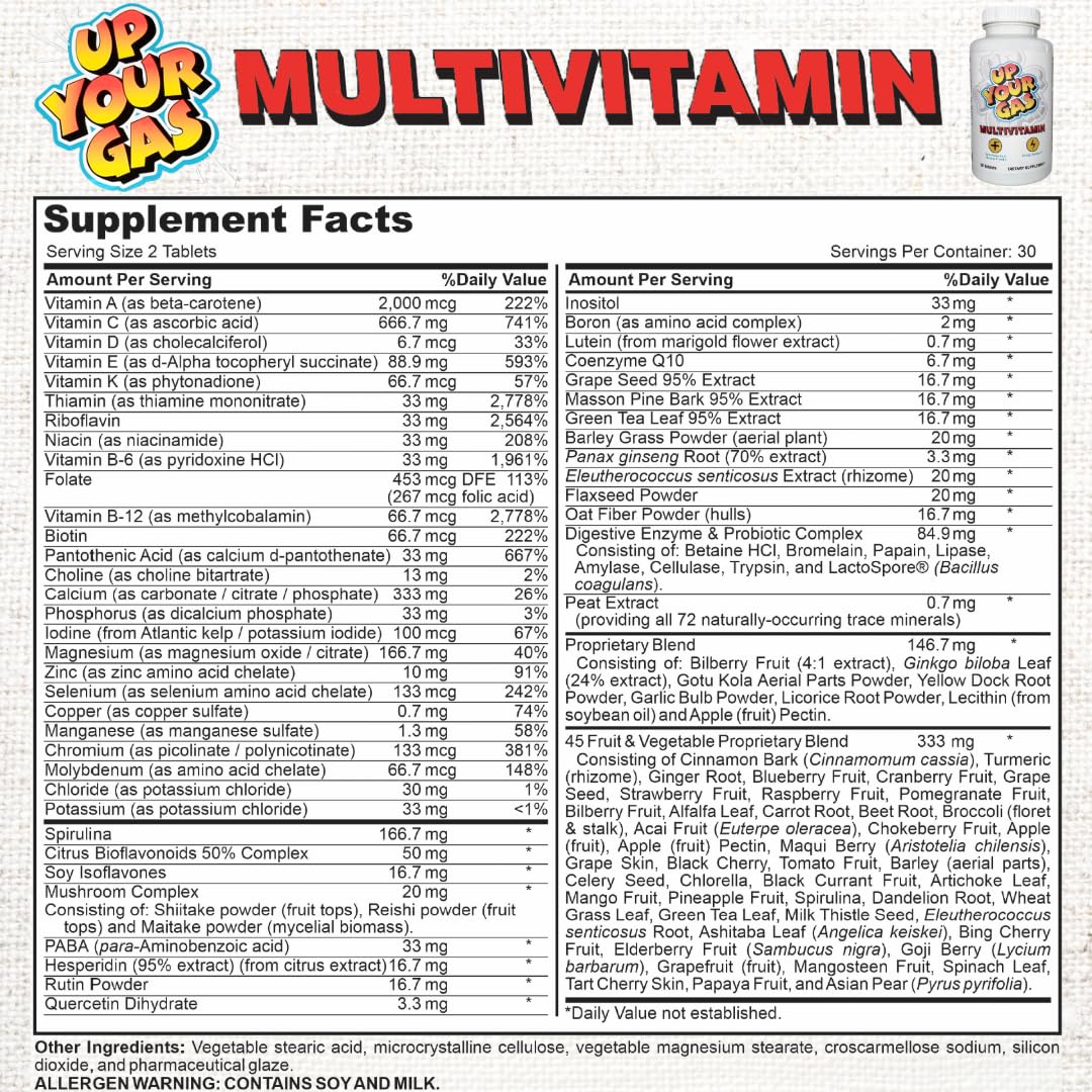 Hot Stuff Nutritionals Up Your Gas Multivitamin Tablets, 60 Count
