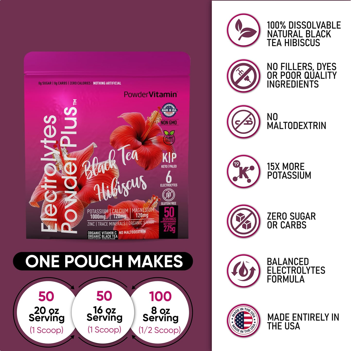 PowderVitamin Electolytes Powder Plus - 50 Servings