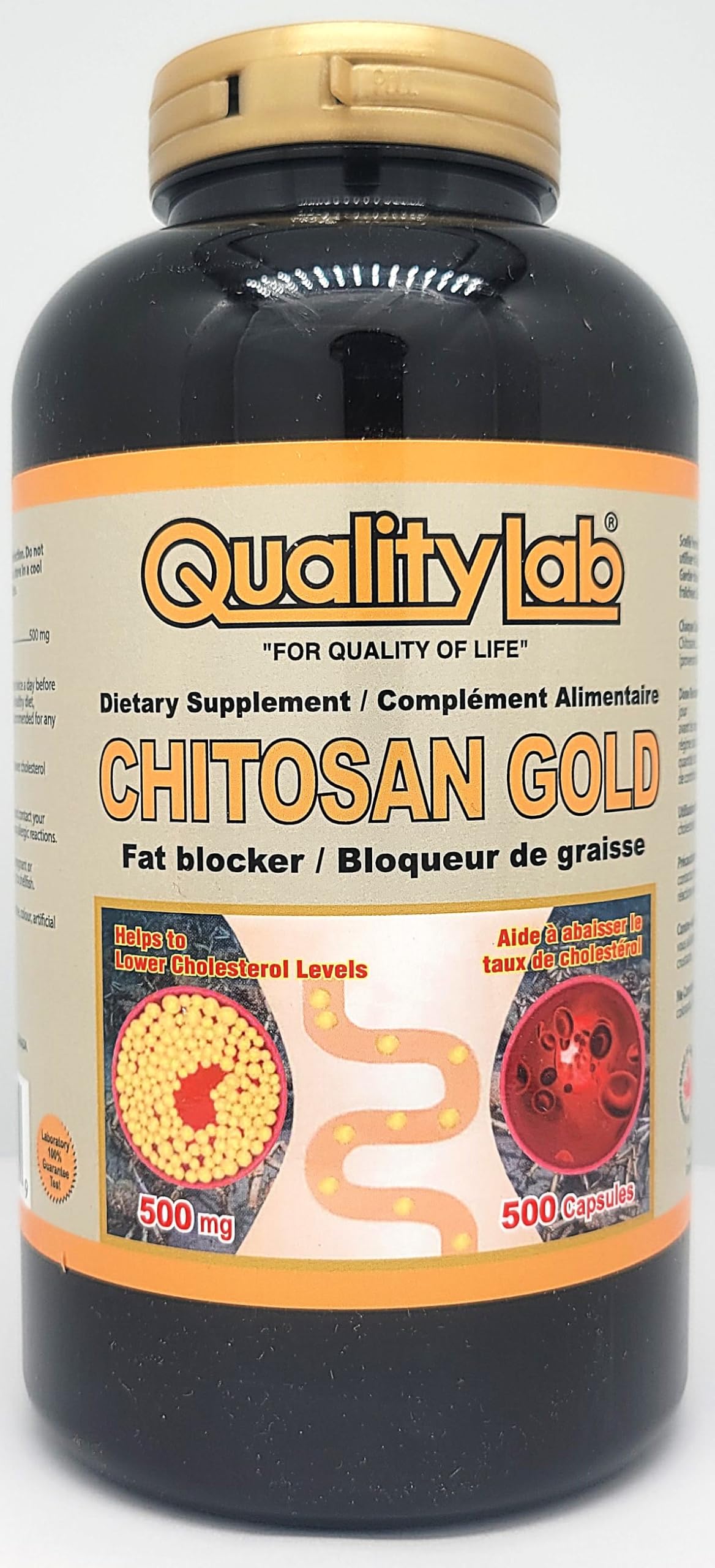 QUALITYLAB Chitosan - Gold 500 mg Capsules, 500 Count