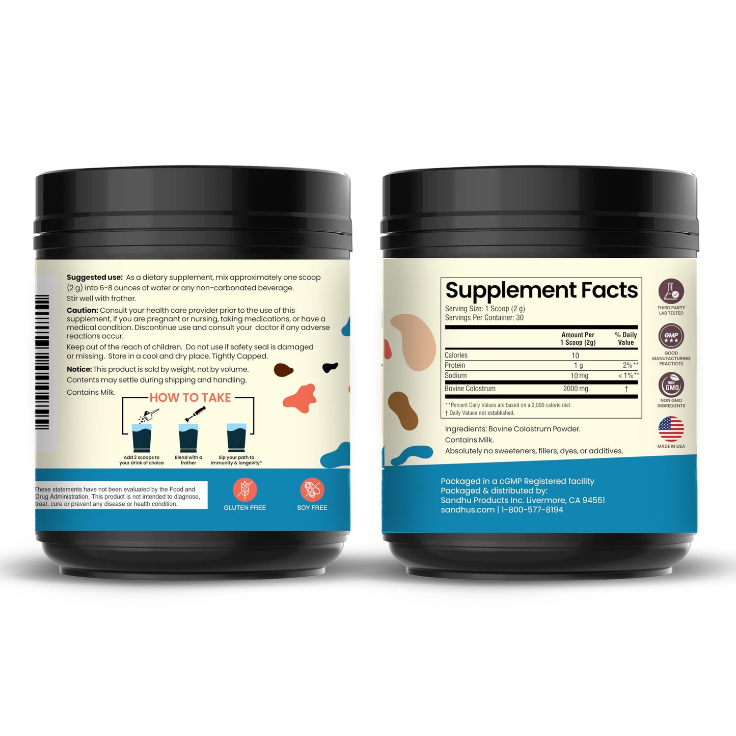 Sandhu's Grass Fed Bovine Colostrum Powder 2.11 oz