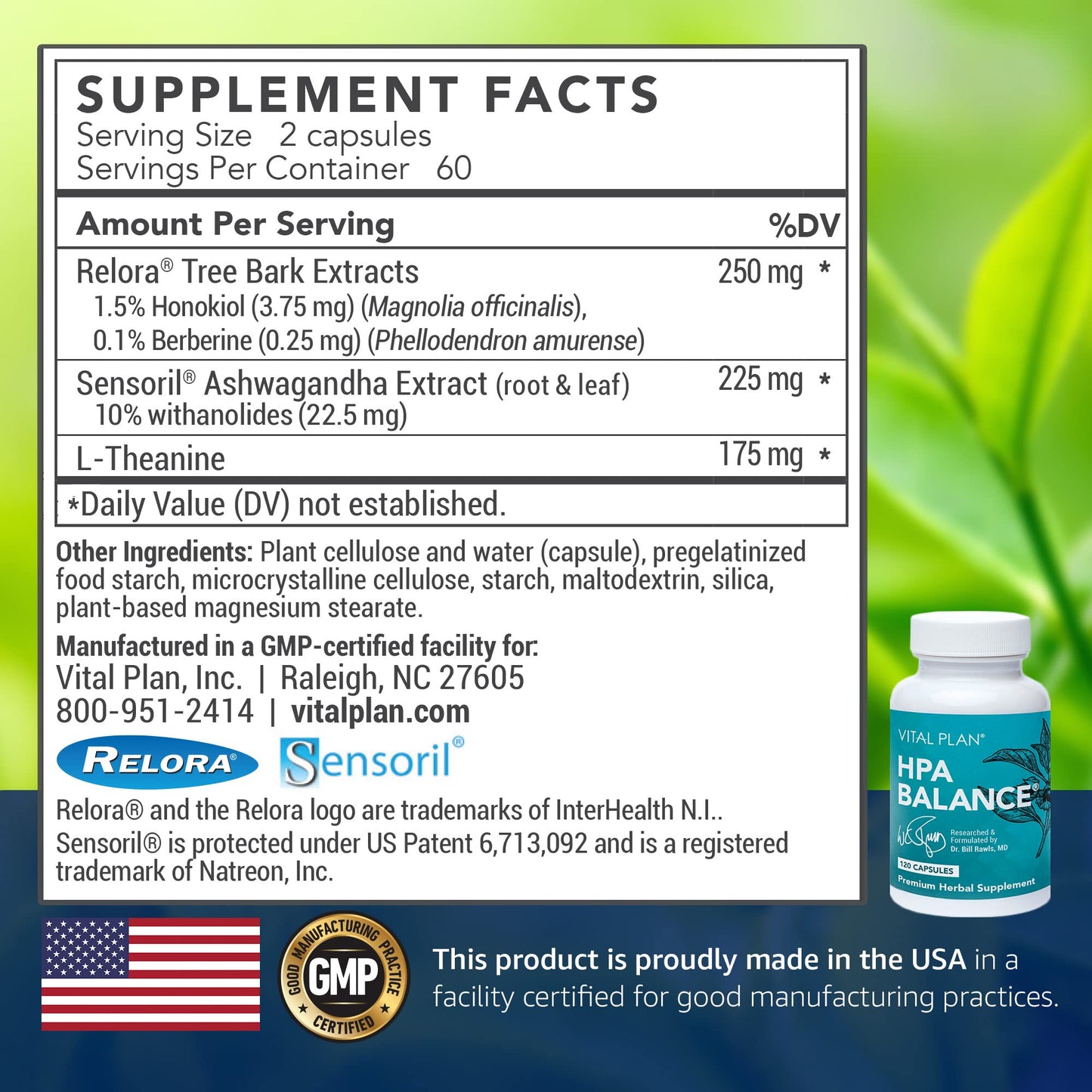 Vital Plan HPA Balance Adrenal Supplement Capsule 120 Count