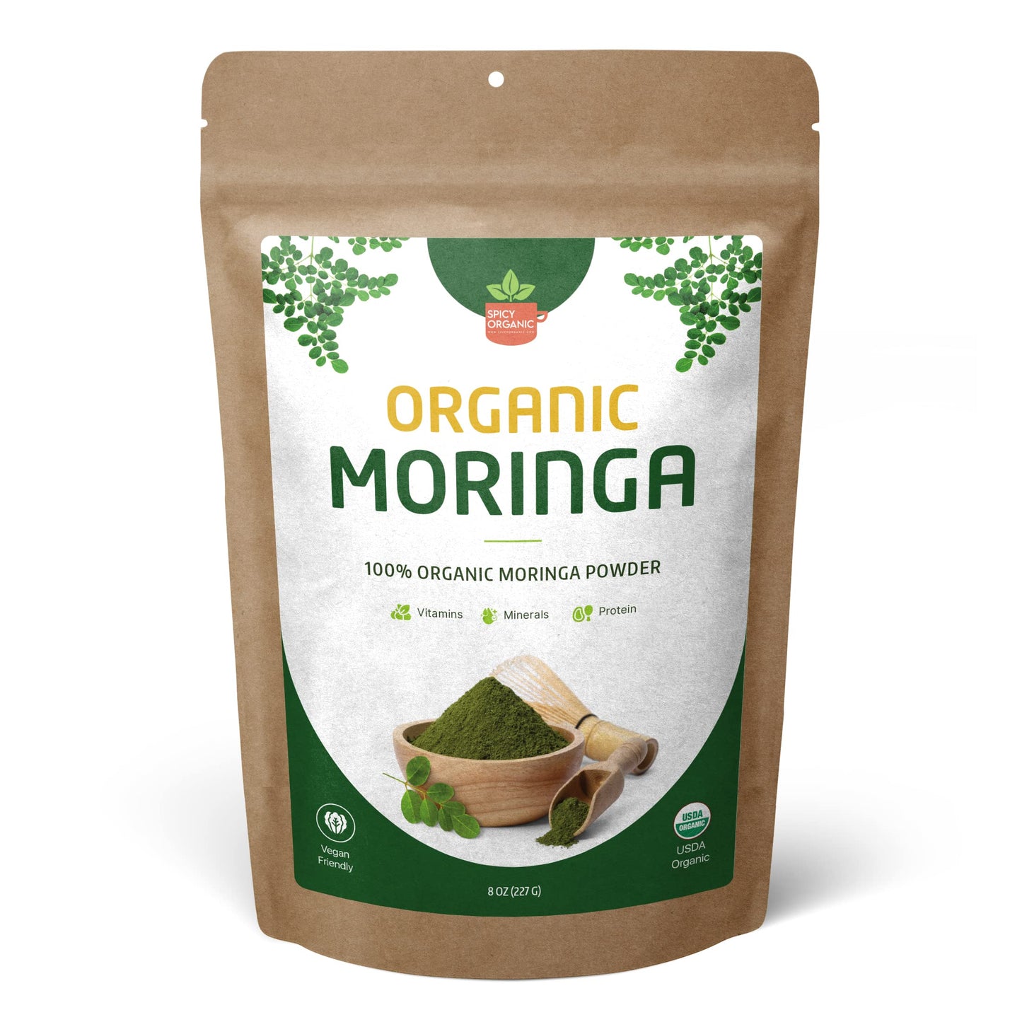 SPICY ORGANIC Organic Moringa Leaf Powder 8 oz