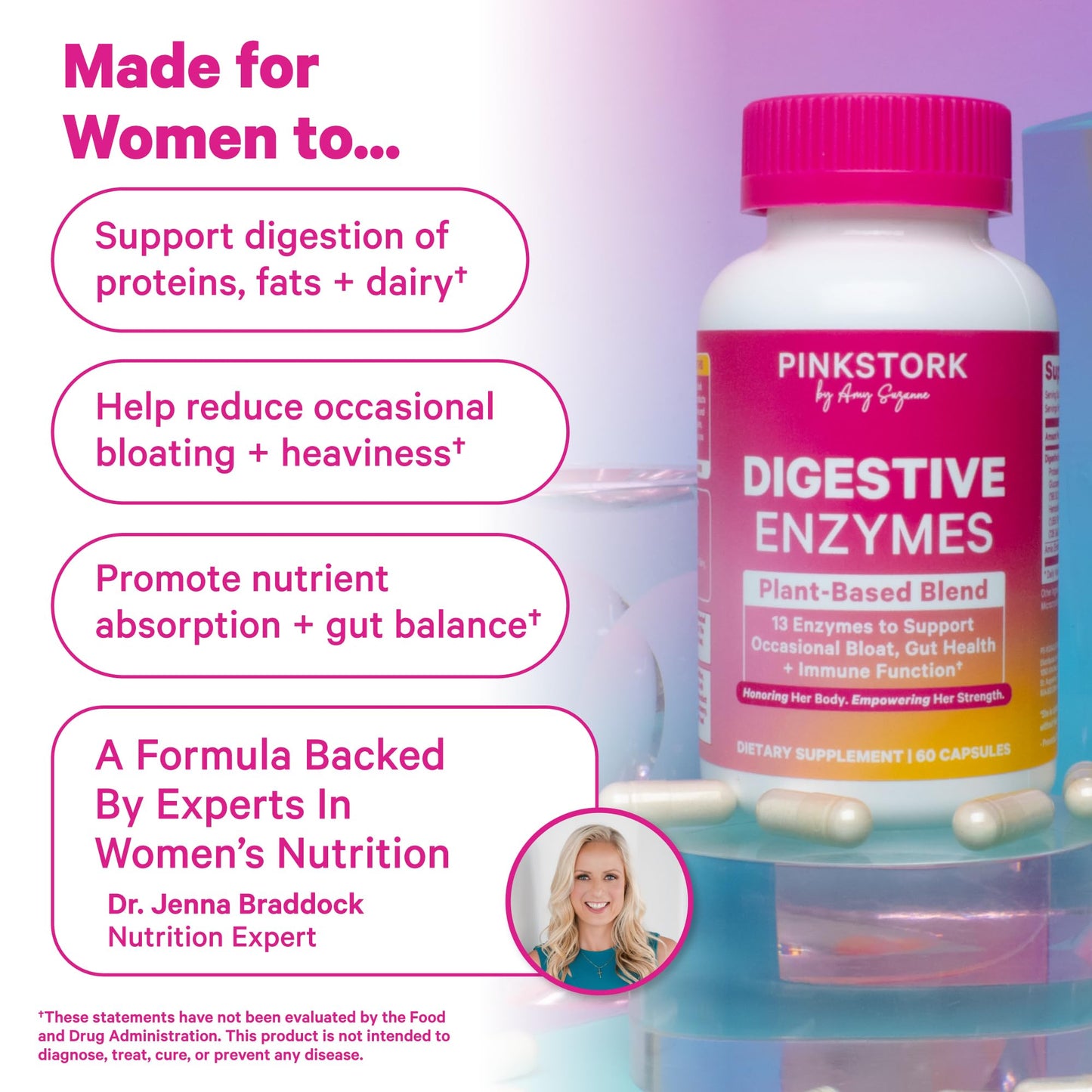 Pink Stork Digestive Enzymes for Women 60 Capsules