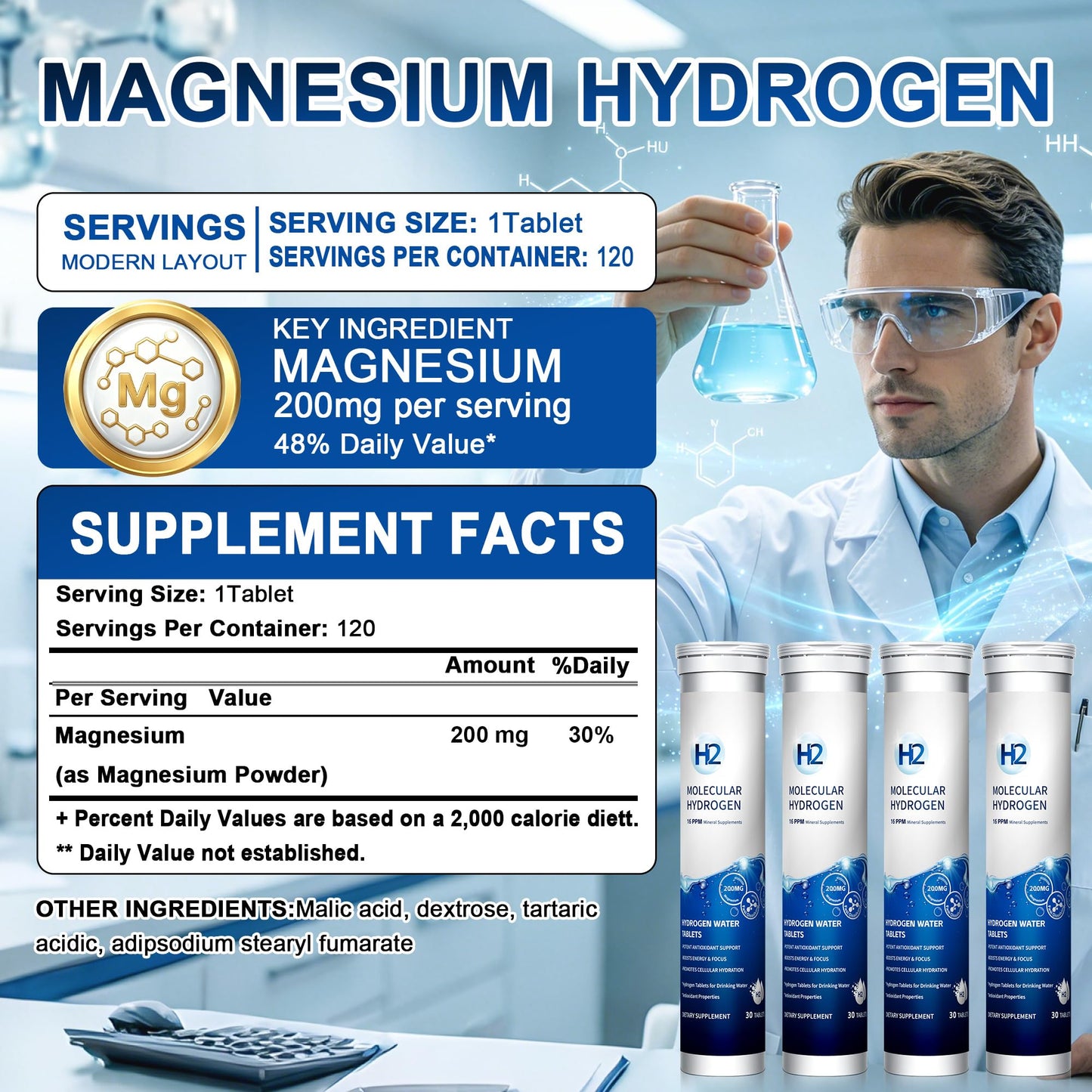 Crobirware Hydrogen Water Tablets with Magnesium 120 Tablets