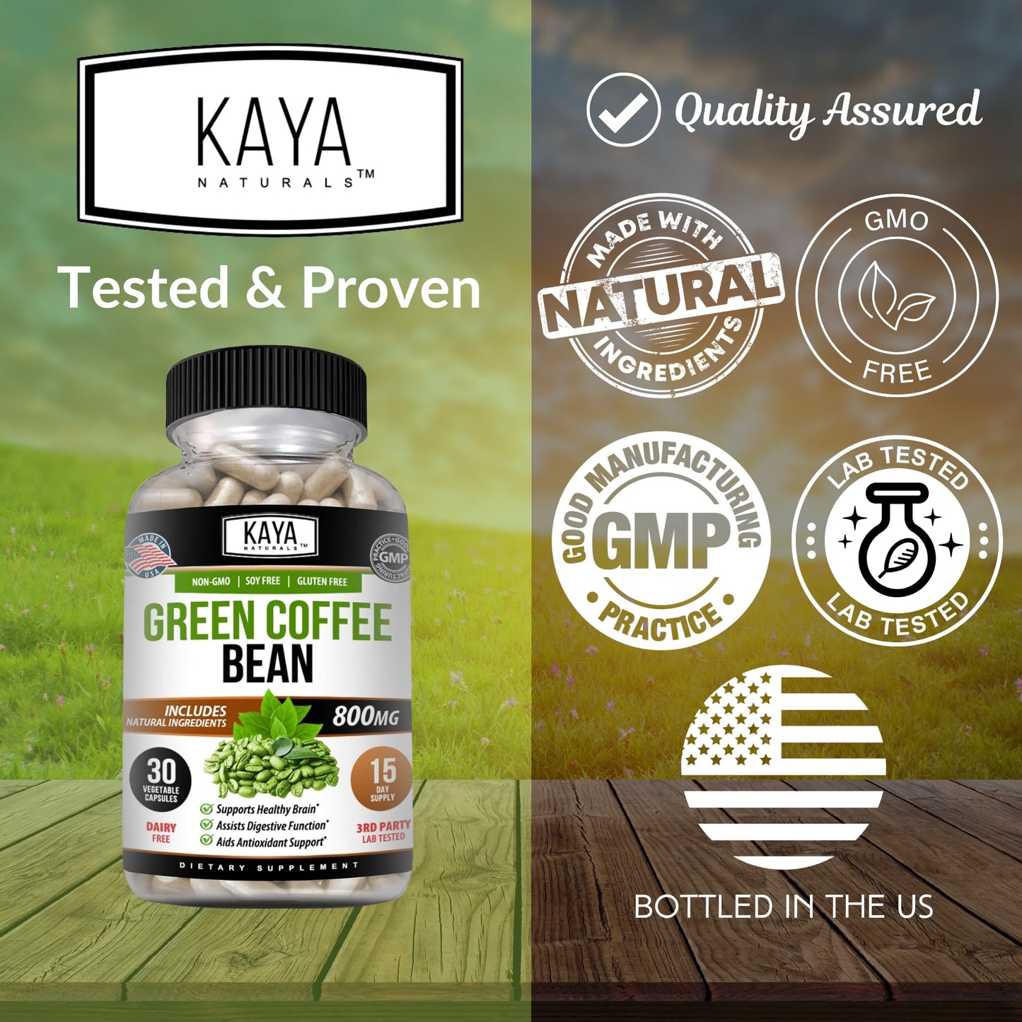 Kaya Naturals Green Coffee Bean Extract Capsule, 30 Count, Non-GMO, Gluten-Free