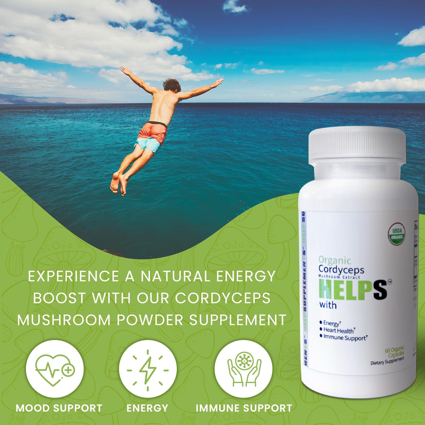 Help Supplements Cordyceps Mushroom Capsules, 60 Capsules