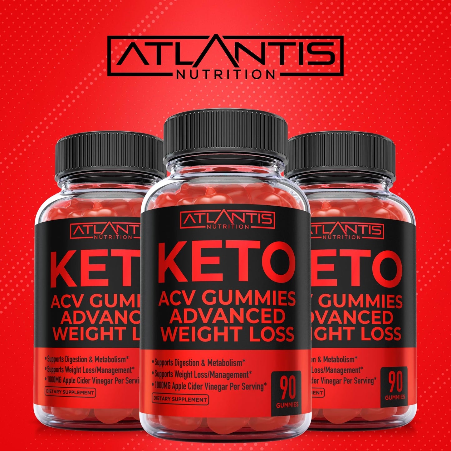 Atlantis Nutrition Keto ACV Gummies for Weight Loss 90 Count