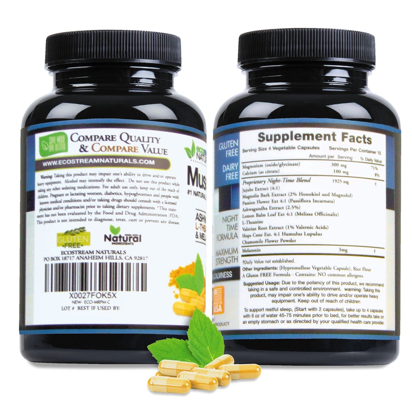 ecostream Naturals MuscleRelax PM Nighttime Capsule, 60 Capsules