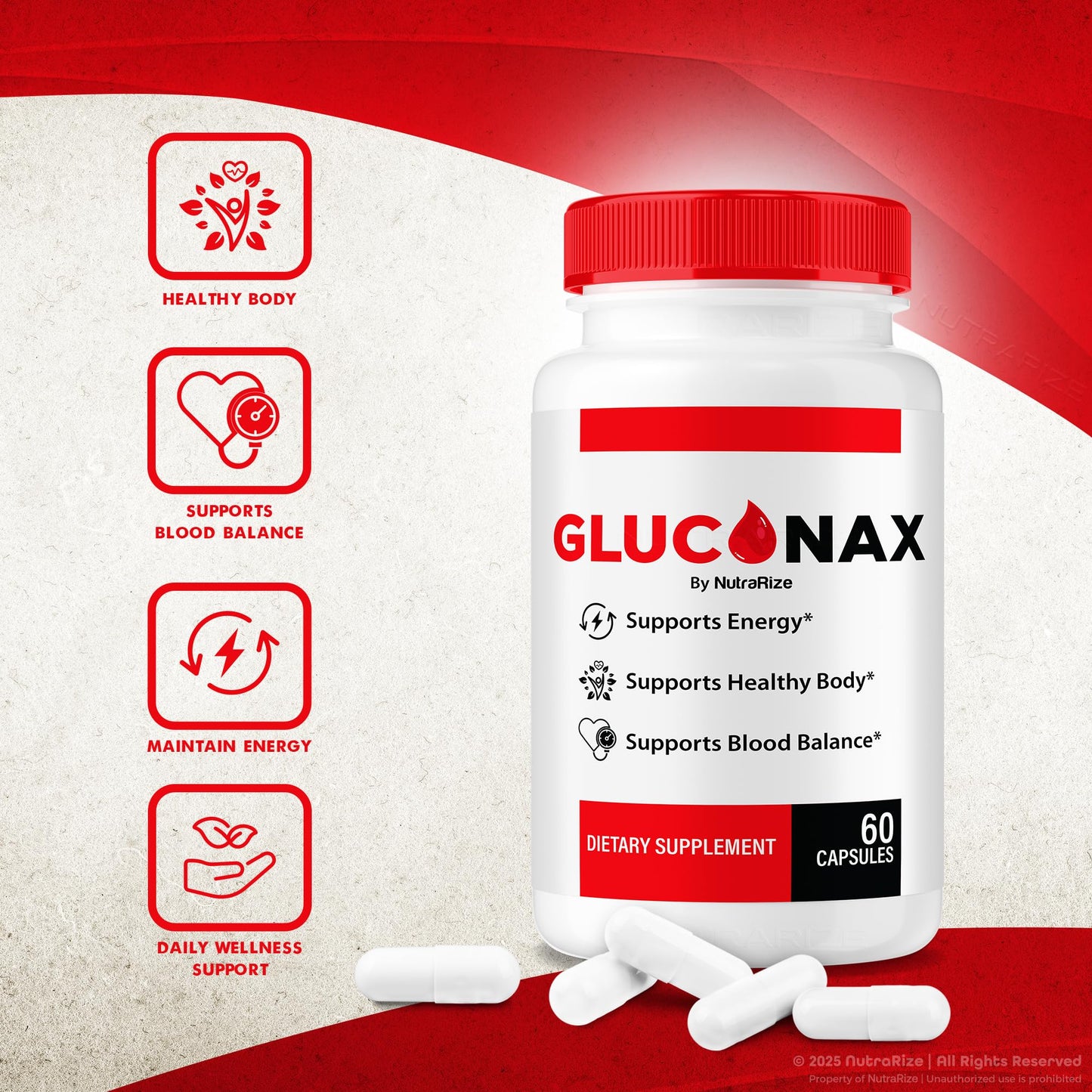 NutraRize GlucoNax Capsules 60 Count