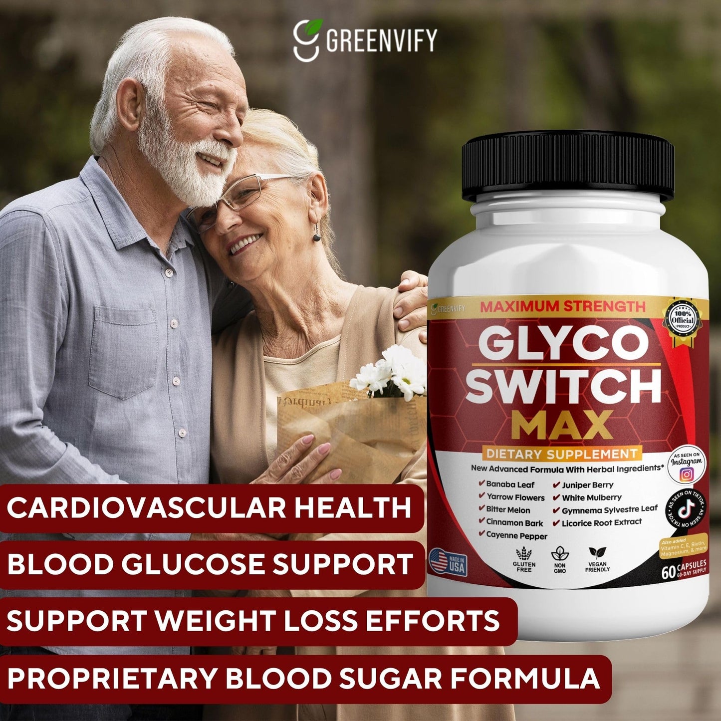 GREENVIFY Glyco Switch Max Maximum Strength Dietary Supplement, 60 Veggie Capsules