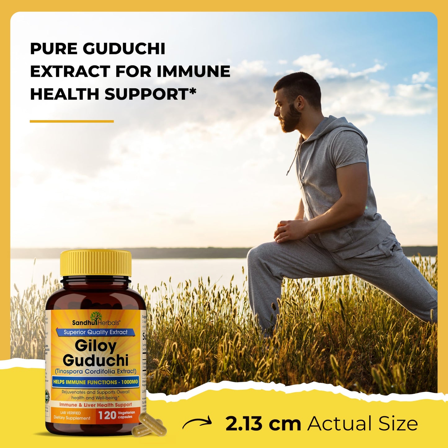 SANDHUHERBALS Organic Giloy (Guduchi) Powder Capsule, 120 Count