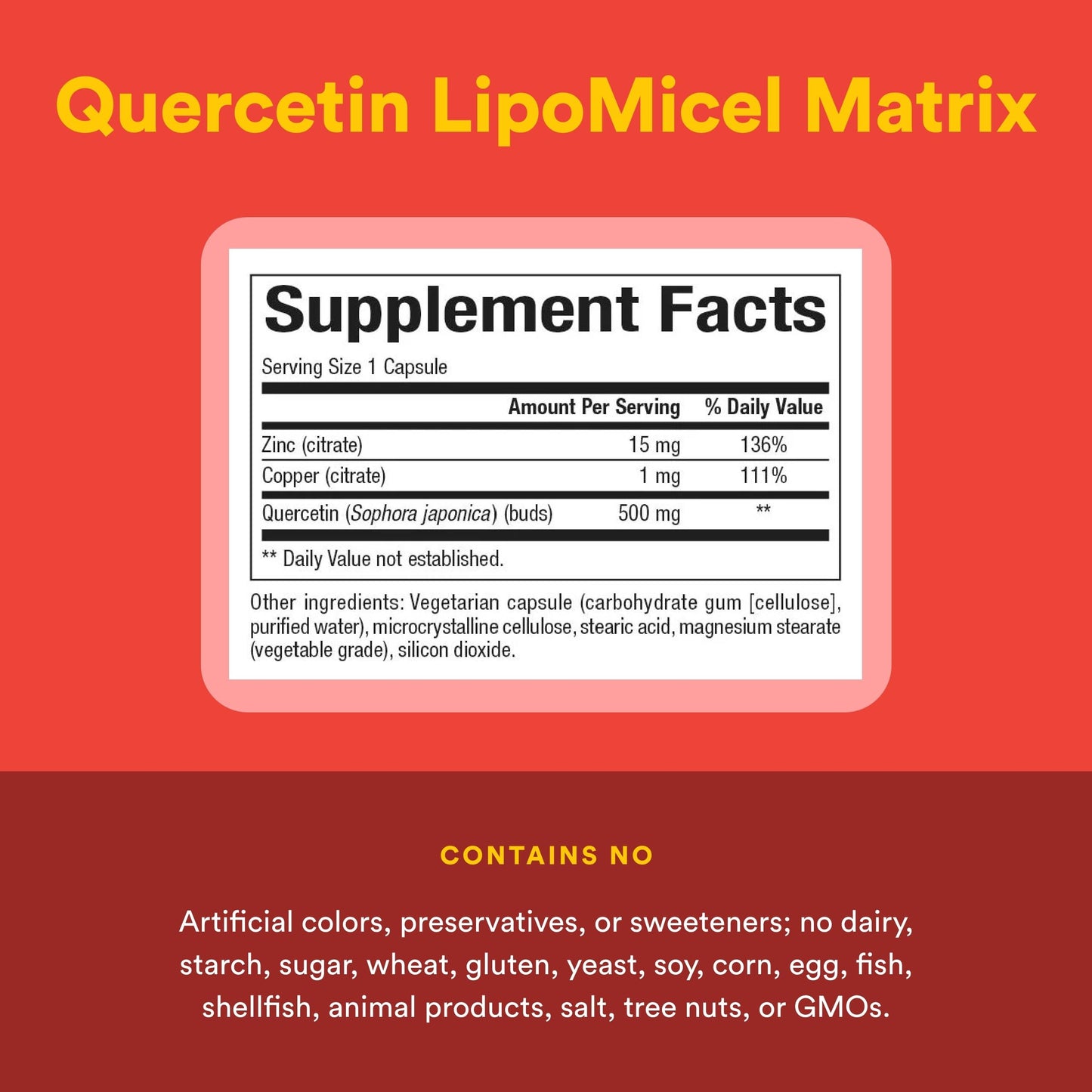 Natural Factors Quercetin with Zinc & Copper Capsules, 60 Count