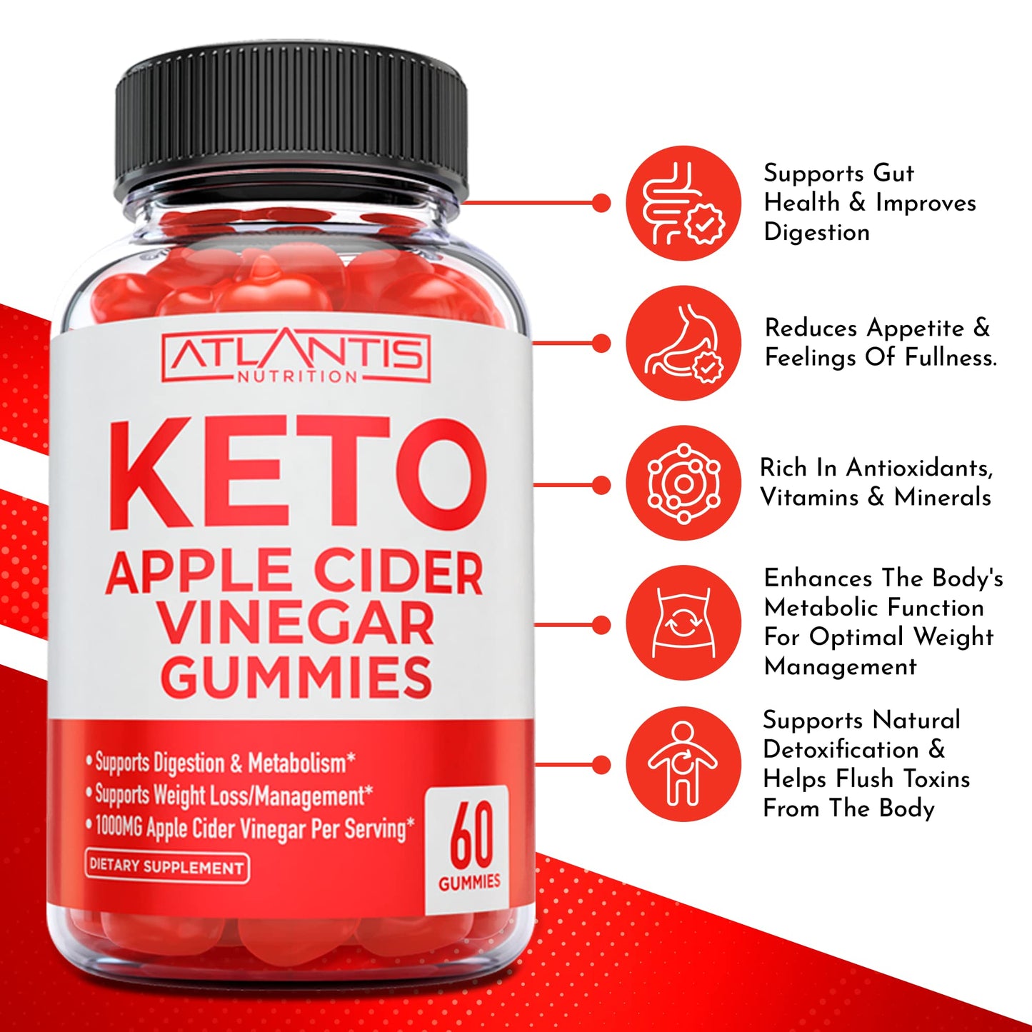 Atlantis Nutrition Keto ACV Gummies, 60 Count